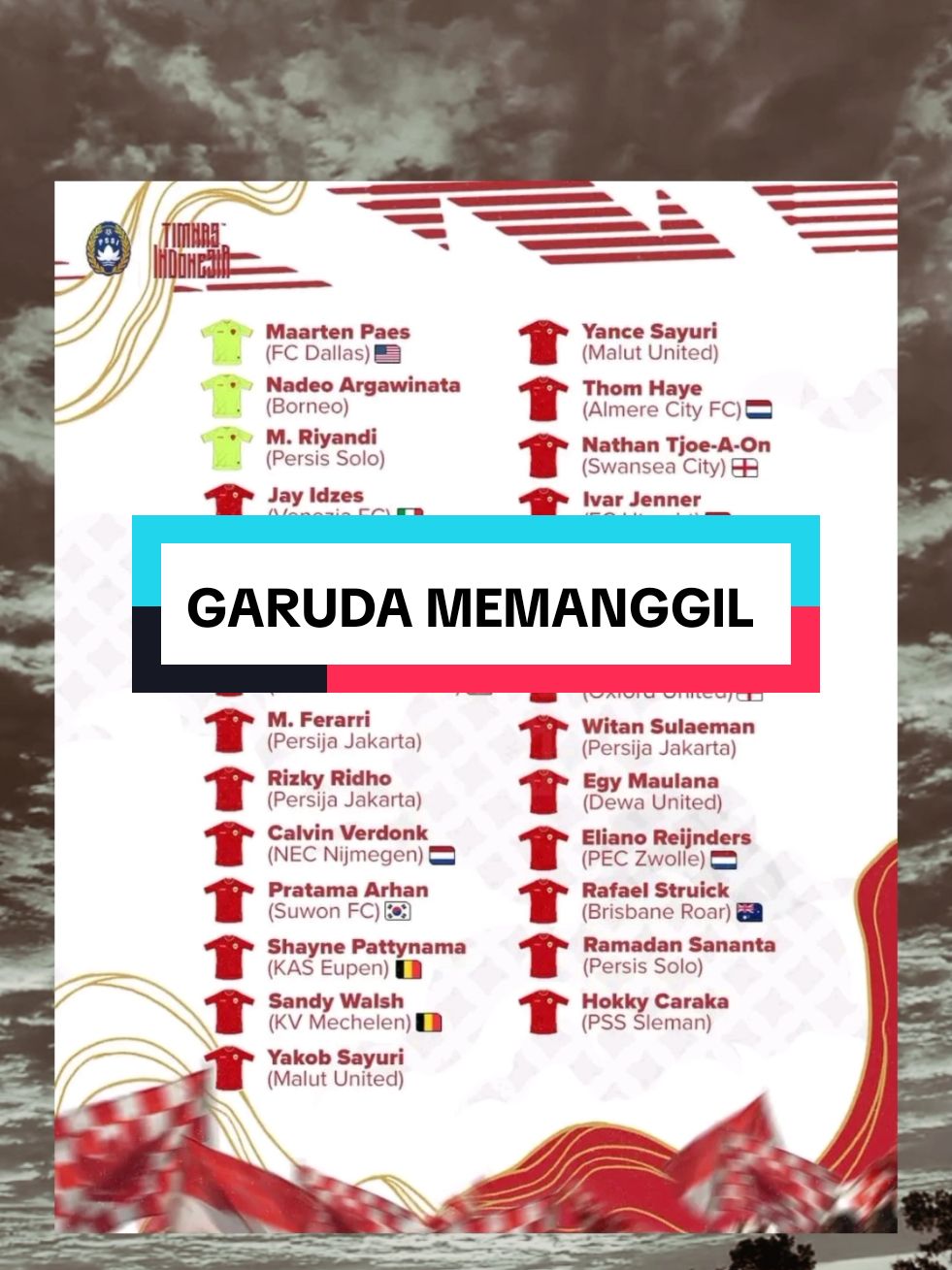 Garuda Calling 🇮🇩🦅 27 nama dipanggil untuk pertandingan menghadapi 🇯🇵 Jepang (15/11) & 🇸🇦 Arab Saudi (19/11). Yakob Sayuri & Yance Sayuri kembali mendapatkan panggilan. 📷 TimnasIndonesia #timnasindonesia #indonesia #pssi #kitagaruda #prabowopresiden2024 