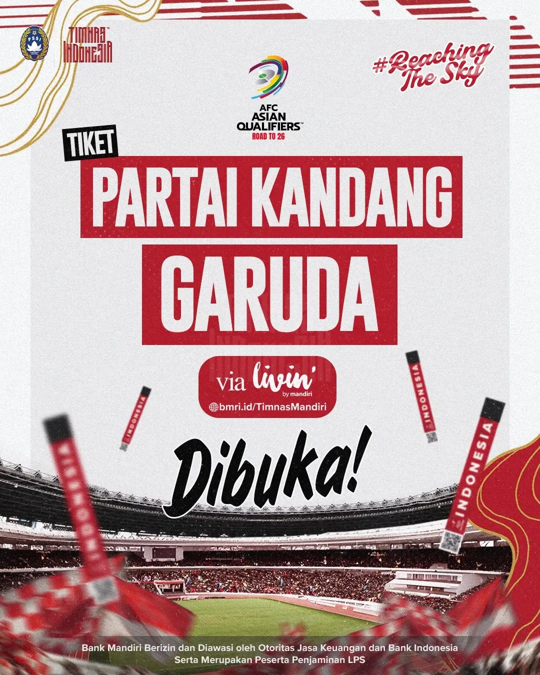 📣 PENJUALAN TIKET 𝐃𝐈𝐁𝐔𝐊𝐀 🔔 🆚 Jepang 🆚 Arab Saudi 🏆 Kualifikasi Piala Dunia Putaran 3 📲 Livin’ Sukha dari Aplikasi Livin’ by @Bank Mandiri #KitaGarudaruda 