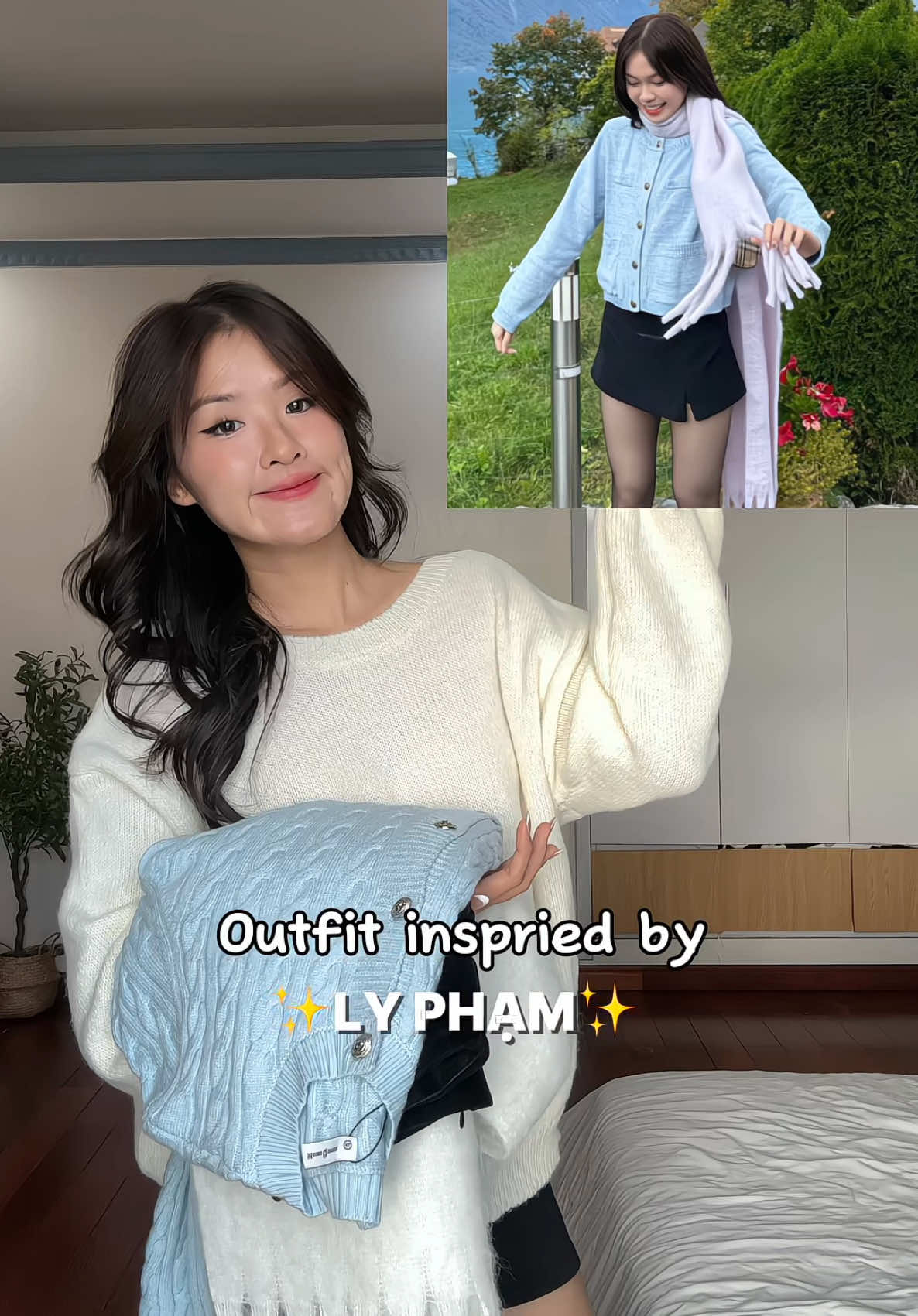 Outfit inspired bt Ly Phạm ❄️🩵🤍✨🧣 #xuhuong2024 #outfitinspo #aolen #khanlen #phoidoxinh #winteroutfit 