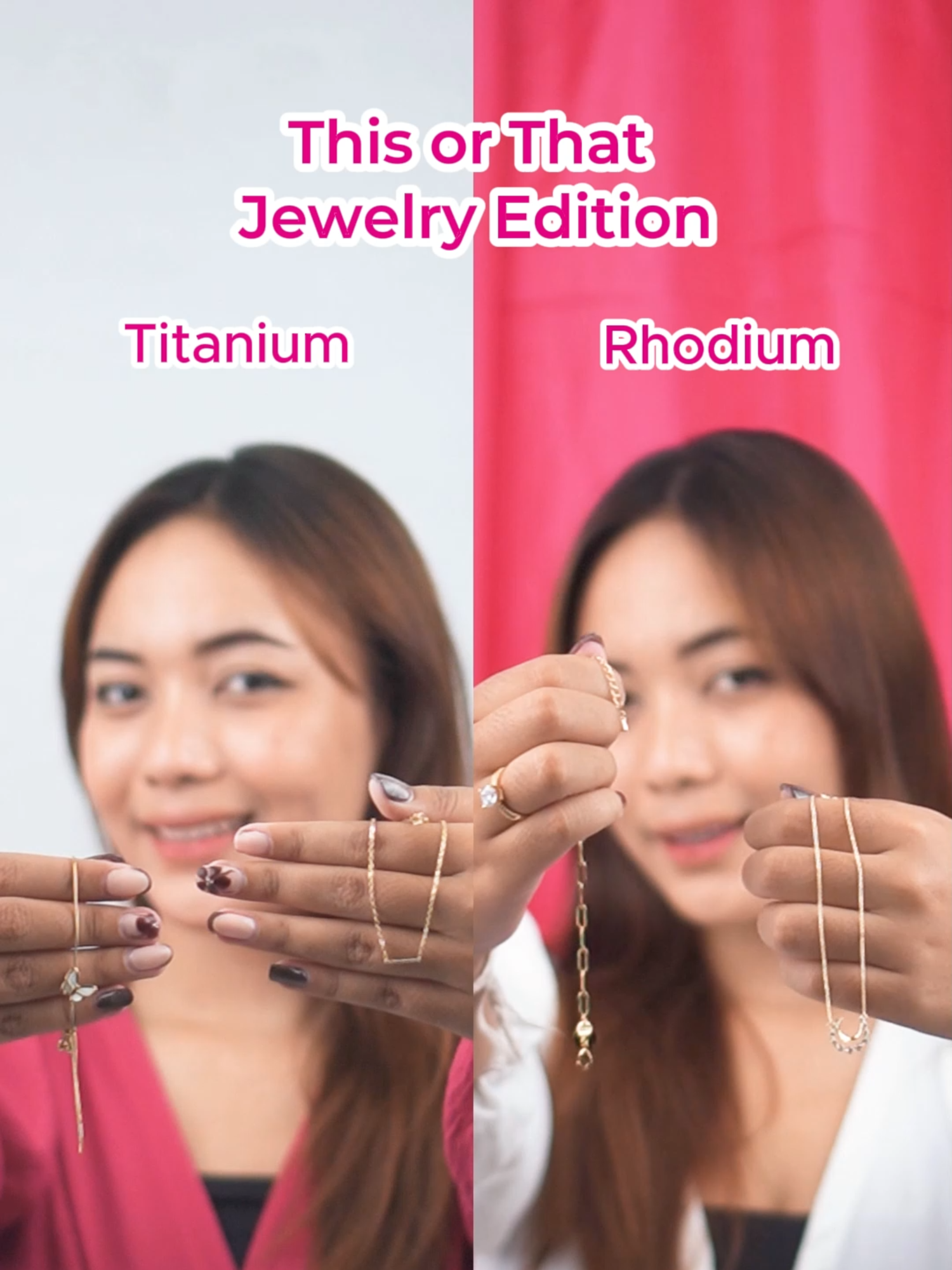 Kalo kalian lebih suka pake Titanium atau Rhodium? 😍💘 #thisorthat #titanium #titaniumjewelry #rhodium #rhodiumjewelry #fashion #simplejewelry #elegantjewelry