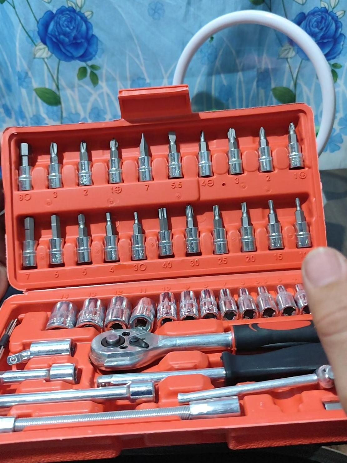 46pcs 1/4Inch Socket Set Car Repair Tool Ratchet Torque Wrench Combo Tools Kit Auto Repairing