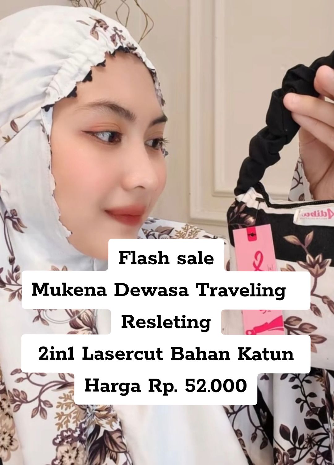 FLASH SALE  !! Mukena Dewasa Traveling  Motif Terbaru Resleting 2in1 Lasercut Bahan Katun. Harga Rp.  52.000 #mukena #mukenadewasa #mukenadewasa2in1 #mukenamurah #mukenahcantik #mukenatravel #promoguncang1111 