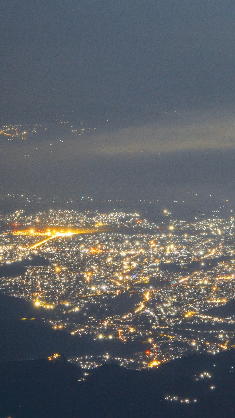 Night view of Pokhara as seen from Khumai Danda.  #hike #trek #peace #travelnepal #mountains #fyp #khumaidada #annapurna #night 