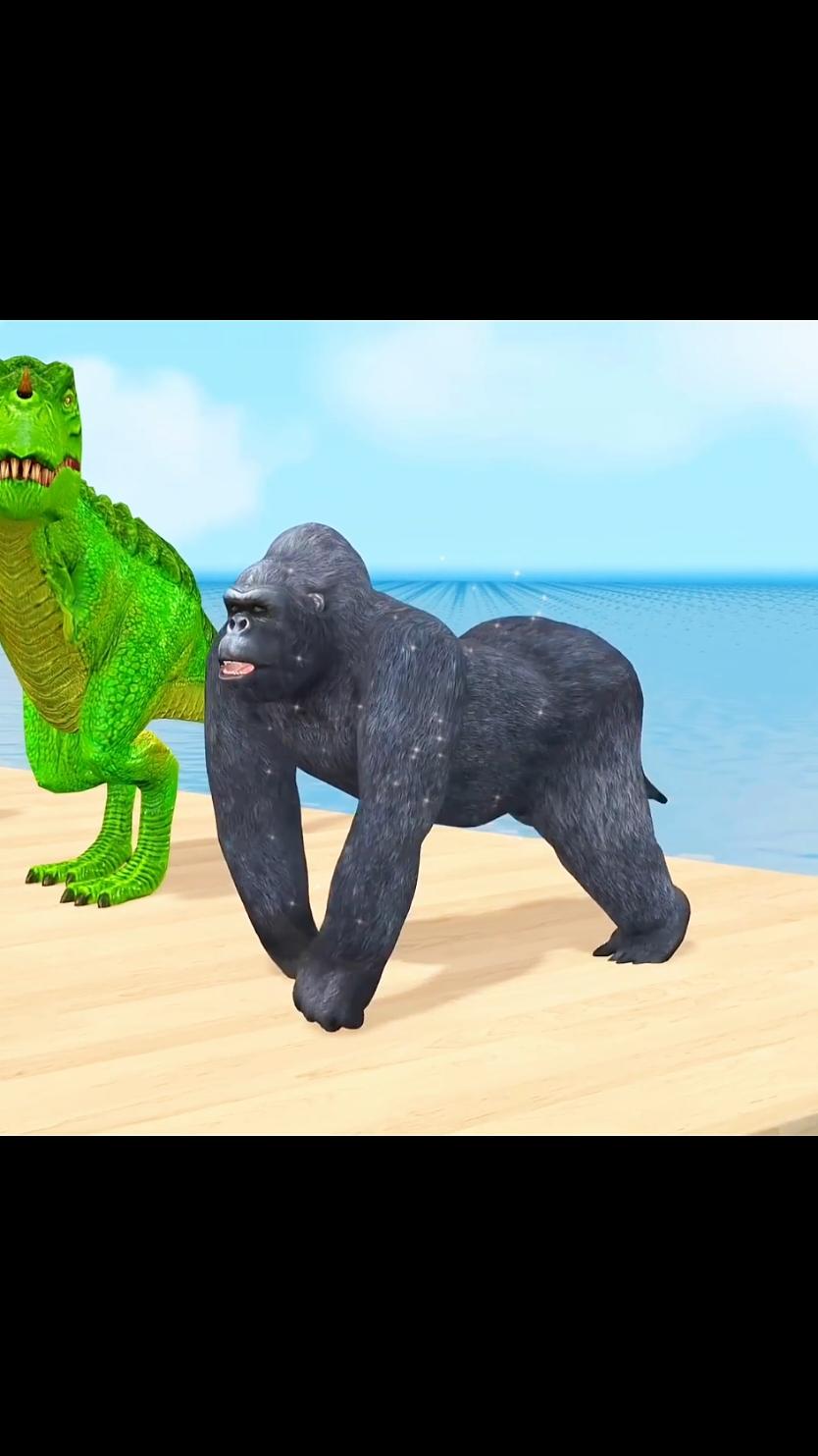 Long Slide Game With Elephant Gorilla #animalgames #elephant #tiger #gorilla #cowvideos 