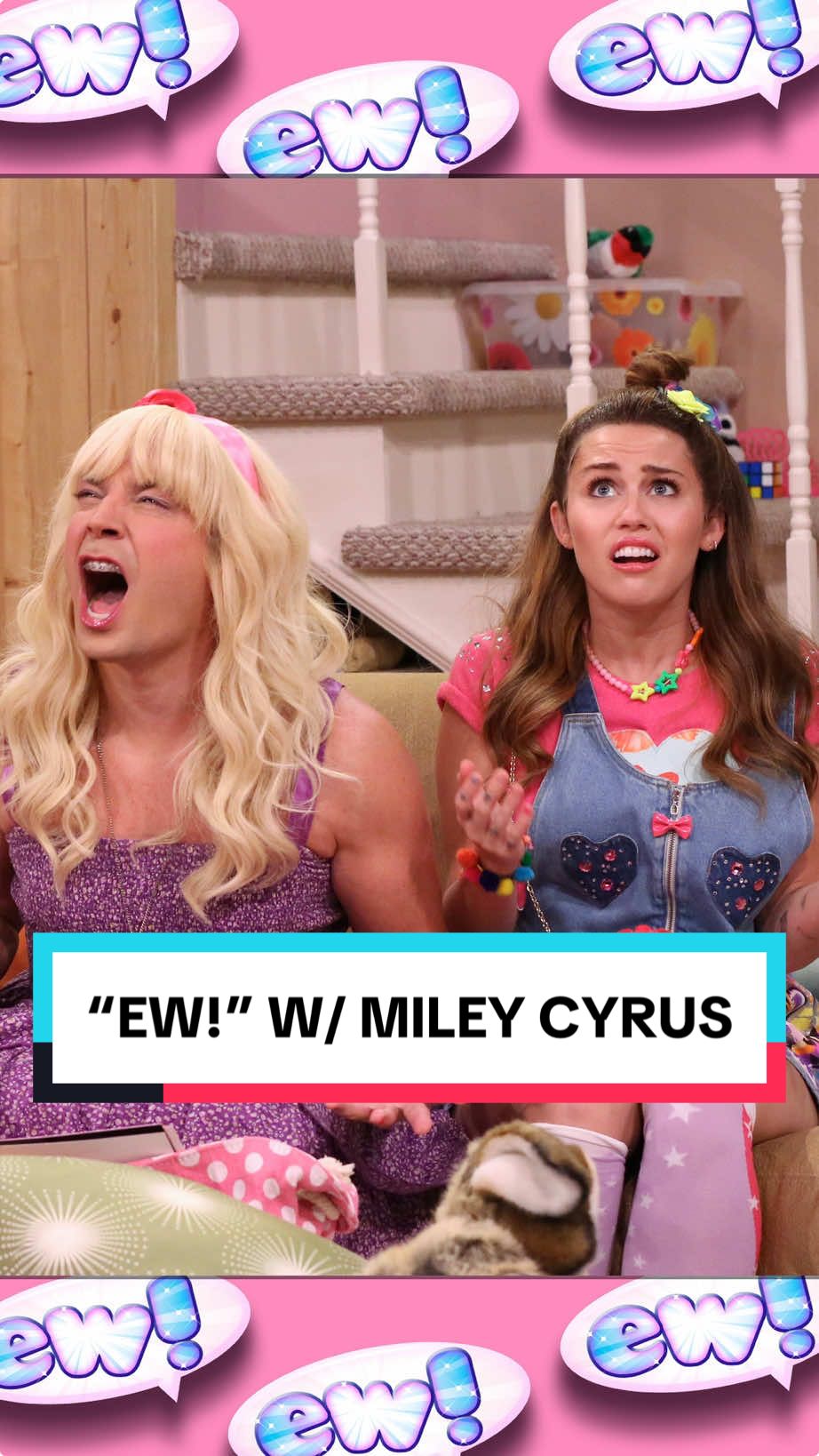 “Ew!” w/ @Miley Cyrus 💖 #FallonFlashback #TonightShow #MileyCyrus #JimmyFallon 