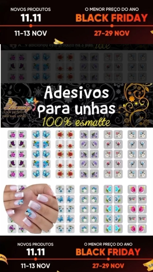 @Achadinhos Magnético 🧲  Alemay 120 Adesivos de Unhas 3D Pré Pronto!!! #adesivos #unhas  #nails  #viraliza  #maisviews  #shopee 