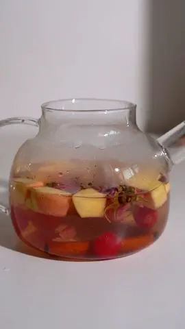 Easy fruit tea recipe 🍎🍋 • apple •raspberries •rose •cinnamon •lemon juice Pour in hot water, and add honey. Enjoy your cozy tea time #tea #fruittea #homemade #Recipe 