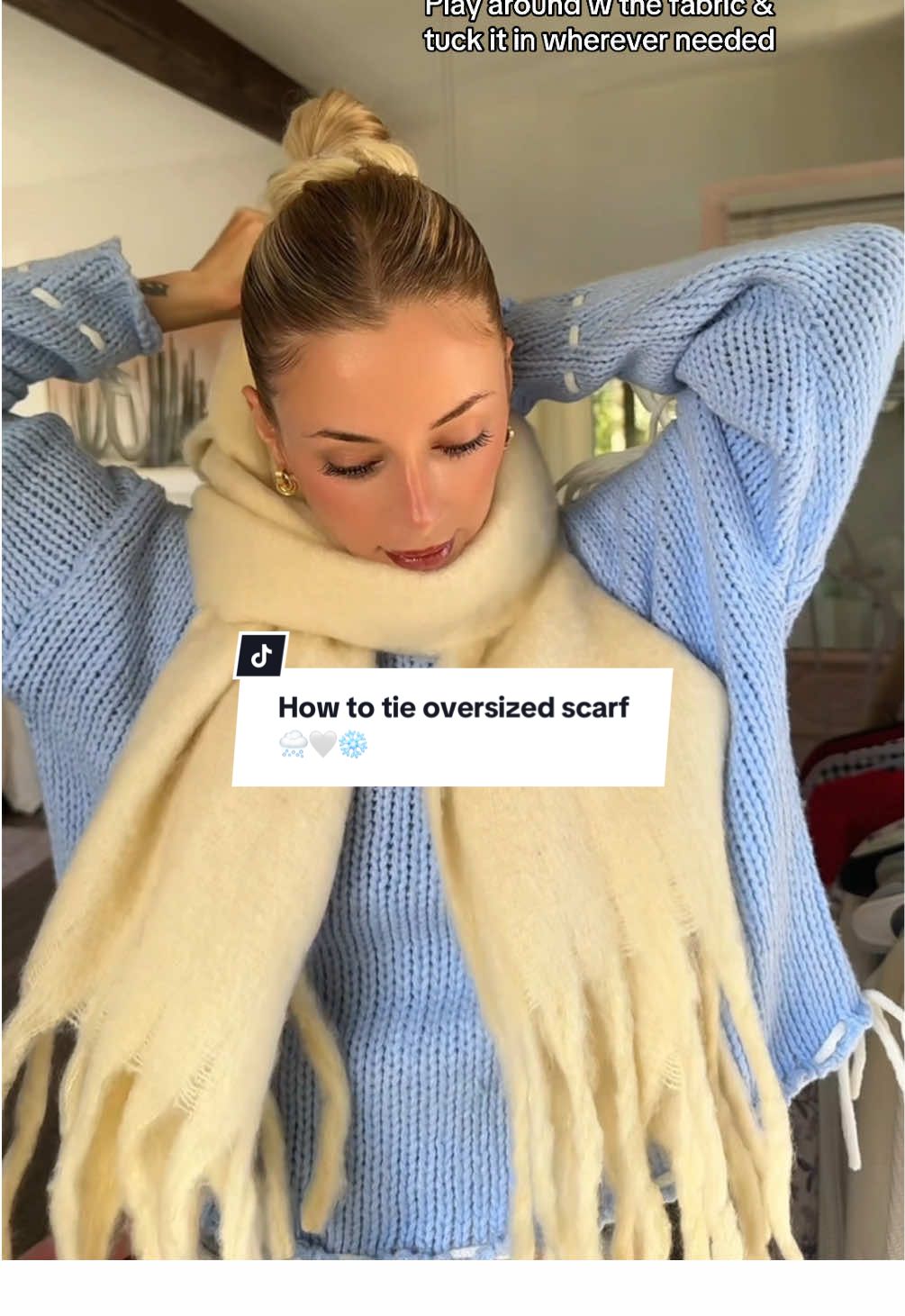 oversized scarf tutorial 🤍🧣❄️ #winterfashion #oversizedscarf #chunkyscarf #scarftutorial #shawltutorial #fallfashion #trendystyle #ttshopfinds #ugccreator #ugcexamples #OOTD #winteraesthetic #winteroutfits #stylingideas 