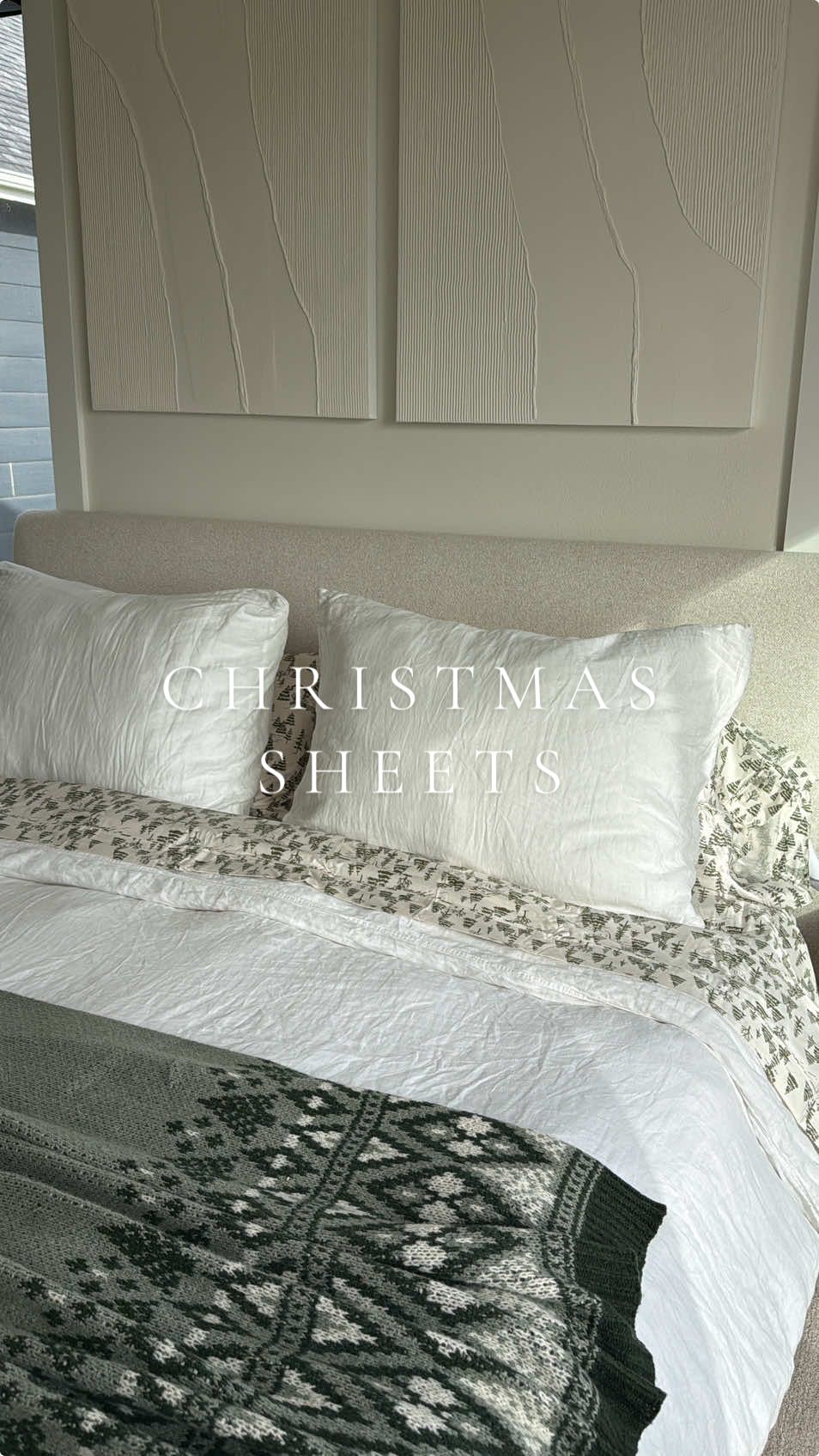 i can’t wait to fully decorate🥹🎄🤍🎅🏻 these sheets are on my Itk!! #christmas #christmasdecor #christmasbedding #christmassheets #holidays #vibes #cozy #aesthetic #viral #Home 