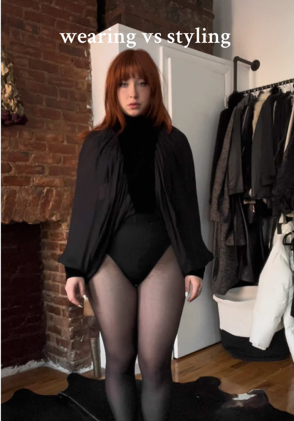 Wearing vs styling ! 🥀🌧️ x - this outfit is one of my autumn favorites - the feeling is witchy -  Where would you wear this too ?  #altfashion #allblackoutfit #midsizefashion #wearingvsstyling 