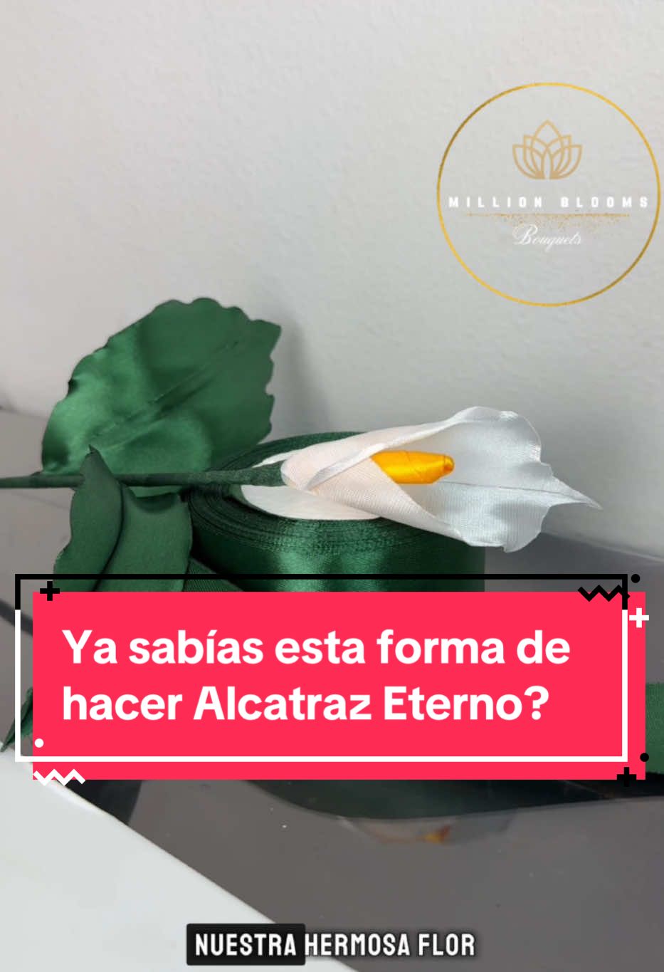 Te enseño hacer este hermoso alcatraz 🪄✨#floreseternas #flores #manualidades #DIY #tutorial #millionblooms #ribbon 