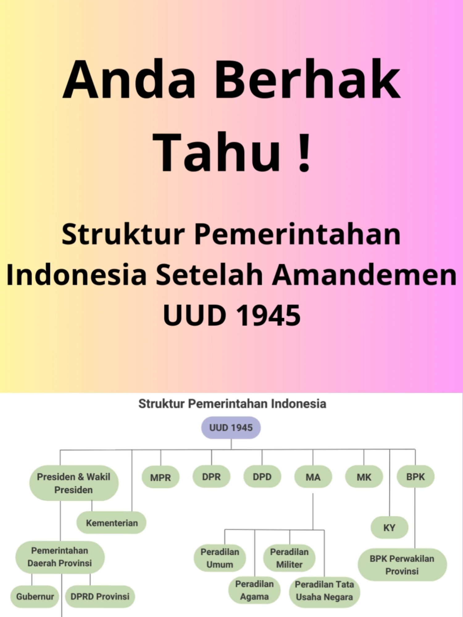 Anda Sebagai Warga Negara Berhak Tahu Struktur Pemerintahan Indonesia Setelah Amandemen UUD 1945