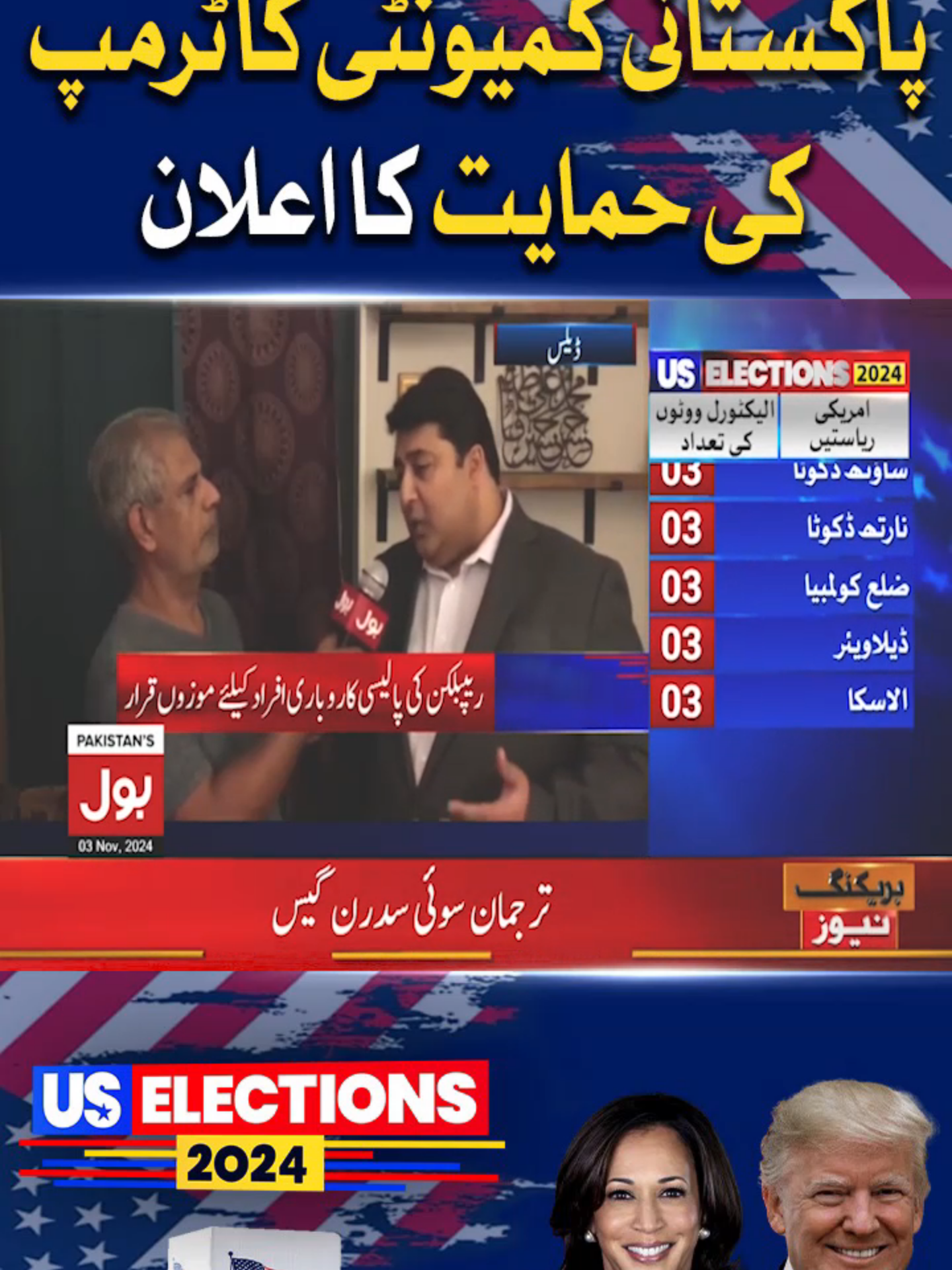 امریکی الیکشن، پاکستانی کمیونٹی کا ٹرمپ کی حمایت کا اعلان #BOLNews #SpecialTransmission #AmericaElection2024