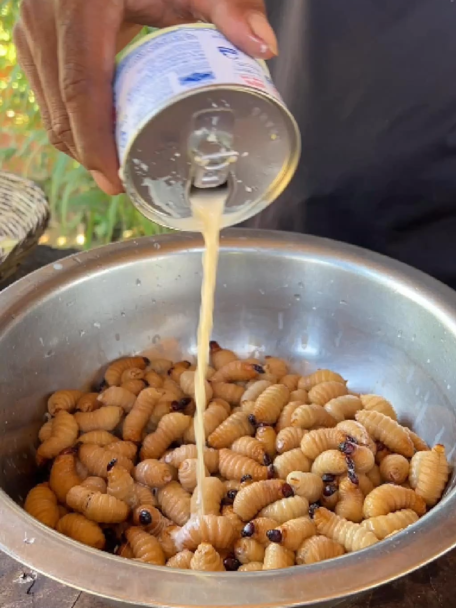 Yummy Eating R.aw Worm with Fresh Milk #eating #cook #food