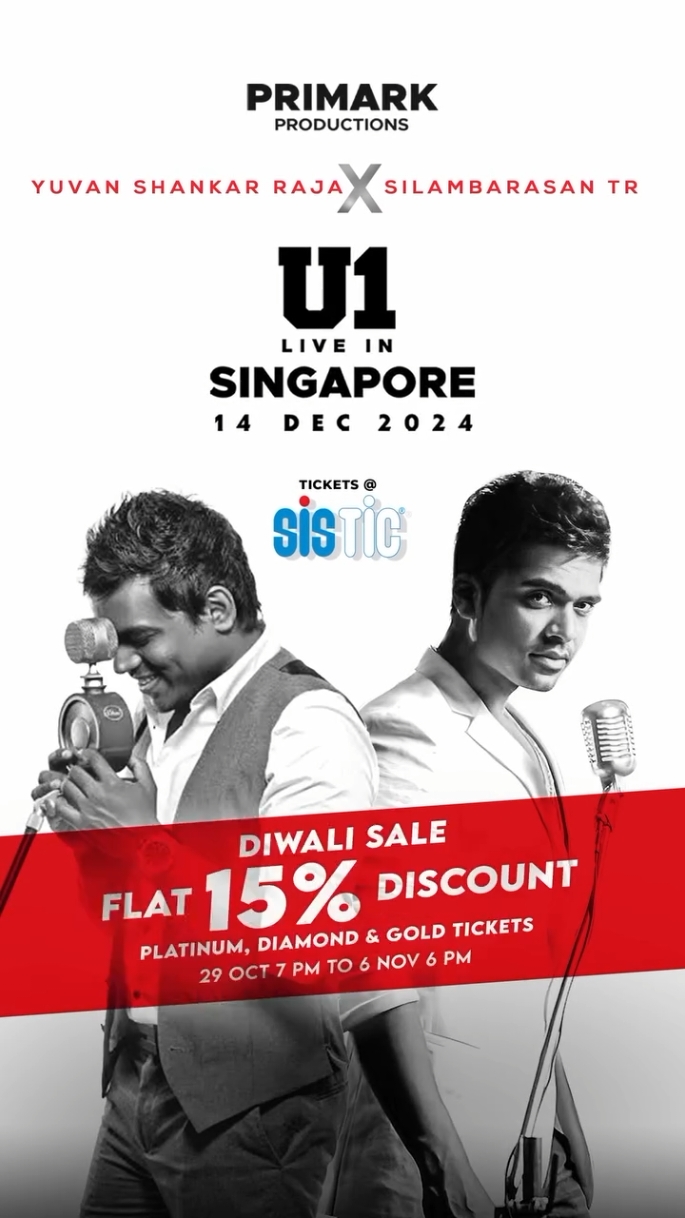 Singapore 🇸🇬 Get Ready STR x U1 concert 🔥🤟 #tamilbgm #simbufan #arrahmanmusic #trendingsongs #u1sankarraja🔥 #VinatgeSTRmood #yuvanshankarraja #LubberPandhu #pvs__sarah #AGS27 #yuvanshankarraja #silambarasan 