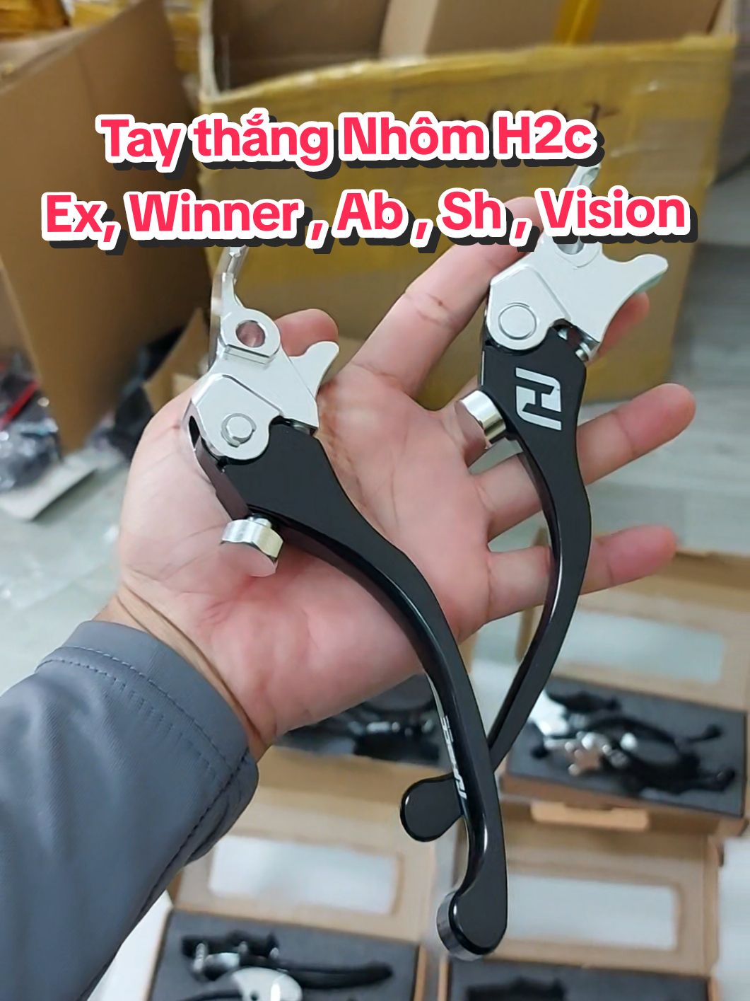 Tay Thắng H2C nhôm đen tăng chỉnh exciter winner Ab vision Sh #ex150 #phukien #xuhuong #dochoixemay #fyb #phutungxemay #caoducracing68 #fybシviral 