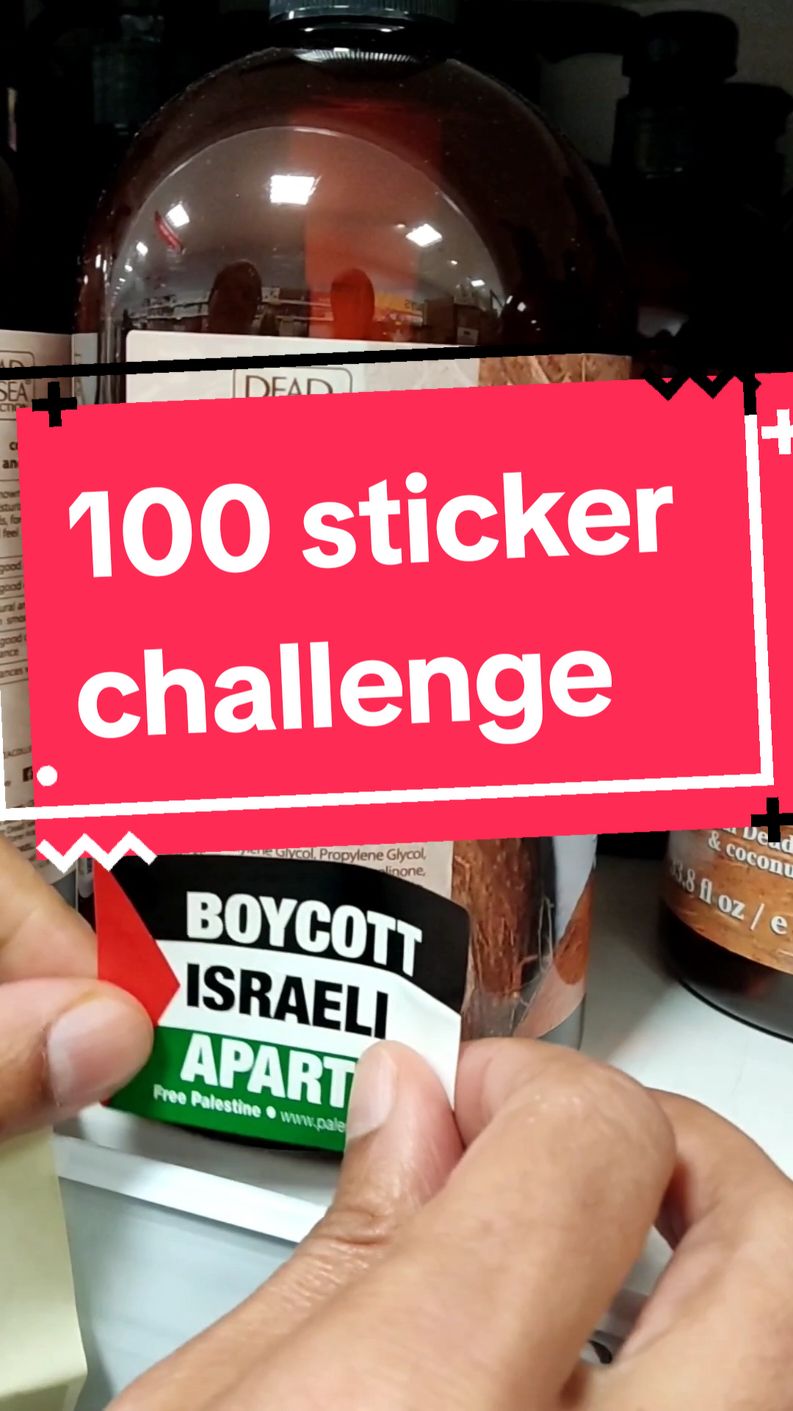 100 boycott sticker challenge in Home Bargains. This shop is full of isnotreal products and other stuff on the boycott list. BDS. You can join in too.  Stickers on eBay, see bio #hundred #shopethical 