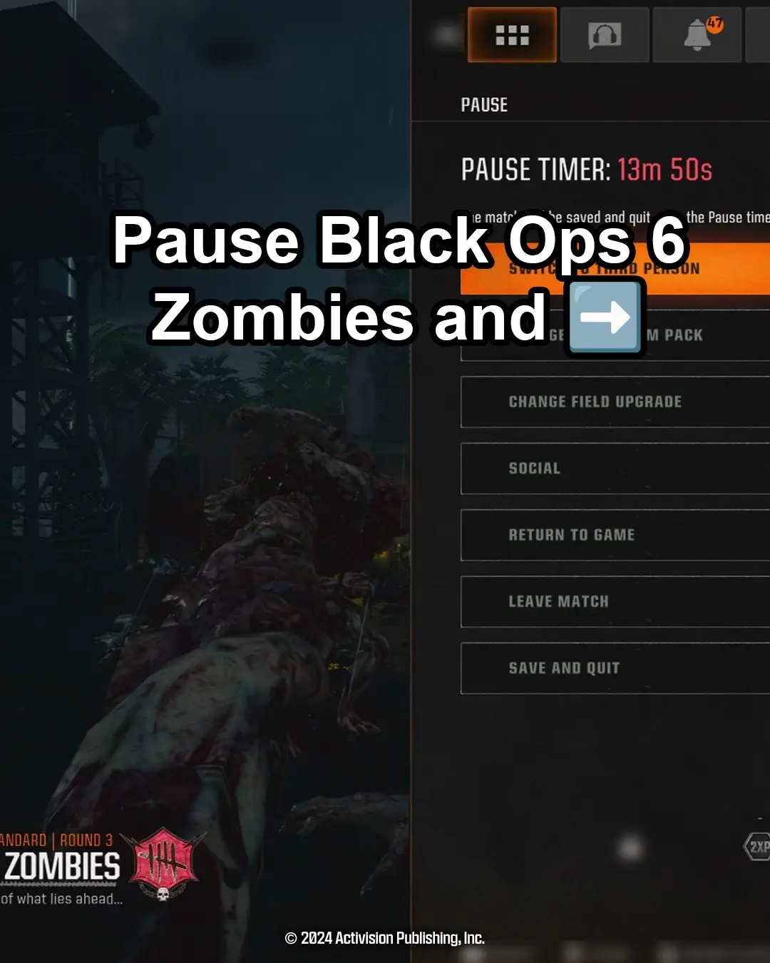 Now you can take a #Blackops6 #Zombies breather. Hit the ⏸️