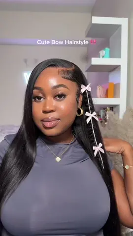 Bow hairstyles make you feel so girly🩰🎀 @Irisqueenhair_amazon  #bowstyles #amazonwig #wiginstall #fyp #wiginfluencer #lacewiginstall #wigstyling #wighairstyles #frontalwig #viralvideo #blackgirlhairstyles 