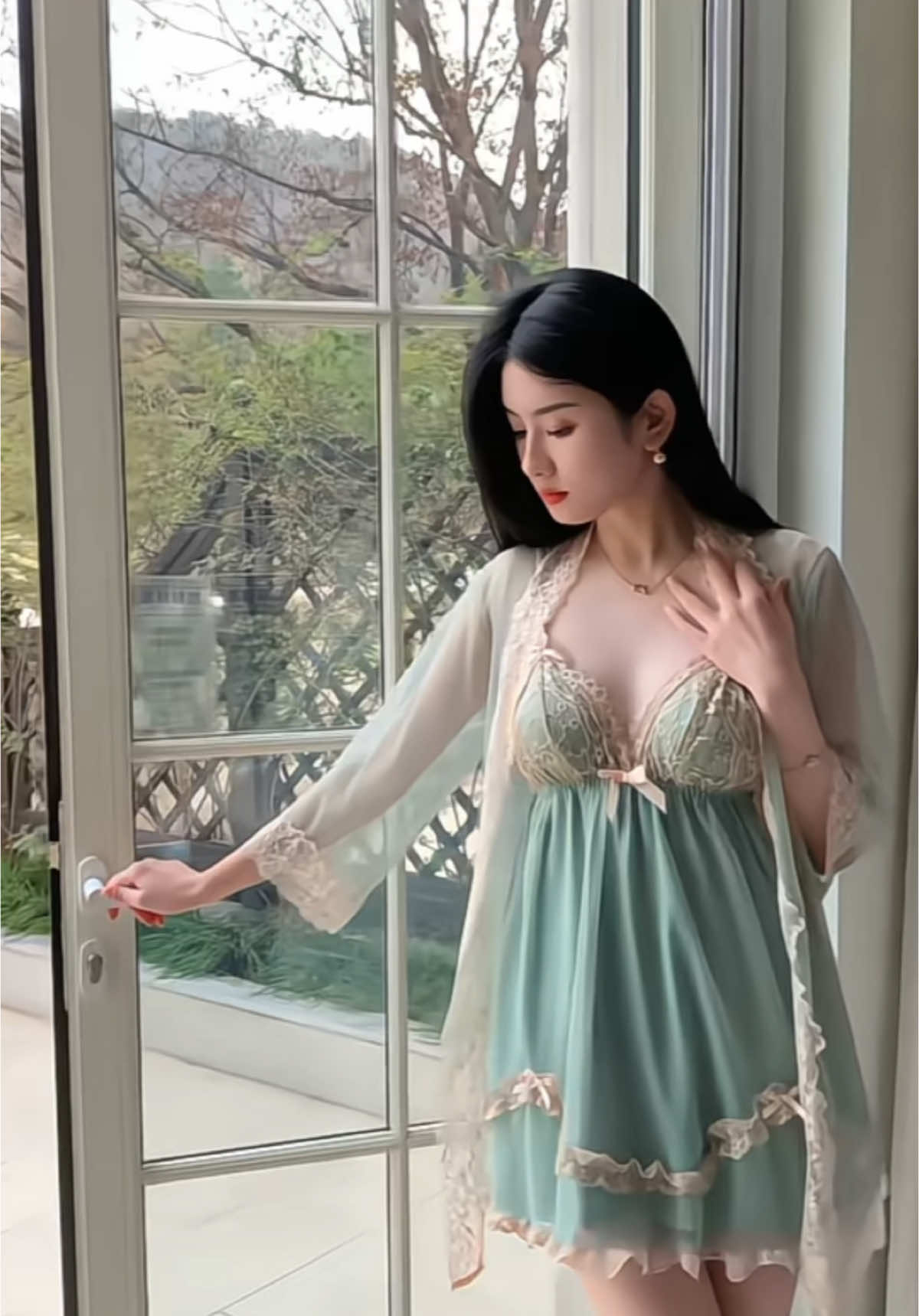 Hình như hôm nay có gió mùa đông 🩵 #xuhuongtiktok #trending #phoidoxinh #sleepwear #donguquyenru #donguren #donguquyenru #dongulua #sexysleepwear #vaynguquyenru #vayngulua #vayngu 