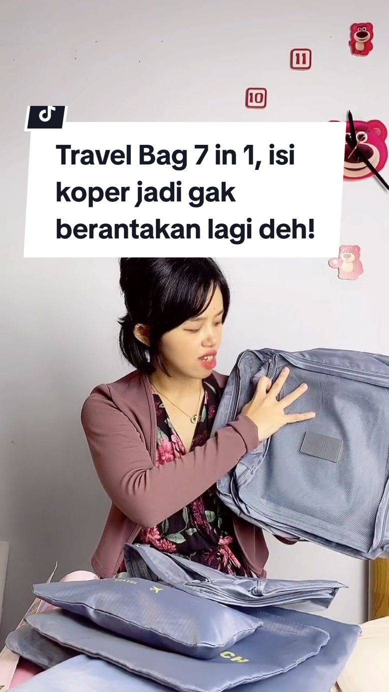 Travel Bag 7 in 1, isi koper jadi gak berantakan lagi deh! #travel bag set koper #laundrypouch #staycationtips #promoguncang1111 