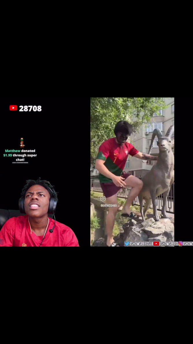 iShowSpeed Reacts To His Fan Recreating Him & Ronaldo Photo 😂. #clips #twitch #twitchclips #youtubeclips #ishowspeed #funny 