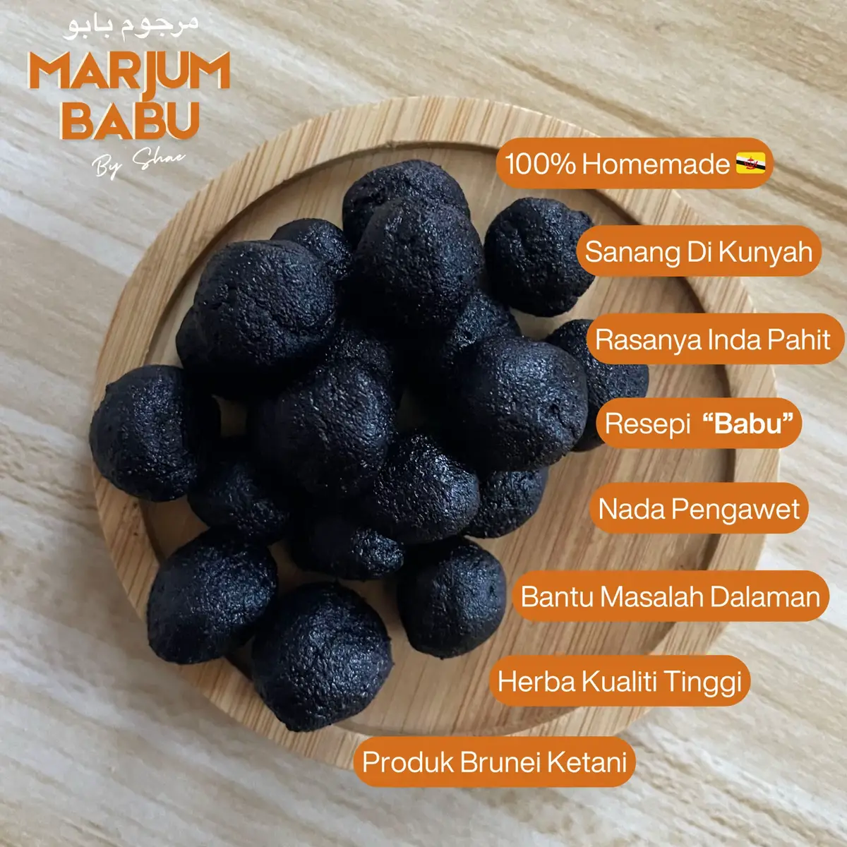 Homemade with love 🧡🧡🧡 Mencari Marjum buatan lokal 🇧🇳ketani yang nyaman dan inda panas?  Marjum Babu dibuat dari herba terpilih & semulajadi, homemade dengan penuh kasih sayang tanpa bahan pengawet 👍🏼 Bagus untuk lelaki & wanita 🫂 📲7393233 #Marjumbabu #brunei #tiktokbrunei 