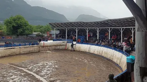 Jineteada de vaquillas en la gran jornada costumbrista de Villa Mañihuales, José Hernández de Puerto Aysén se lució jineteando, a pesar de la lluvia gran marco de público en la media luna de Villa Mañihuales. #patagonia #jineteada #jineteadadevaquillas #trapananda #trapananda #patagoniachilena #villamañihuales #actividadescamperas #campera 