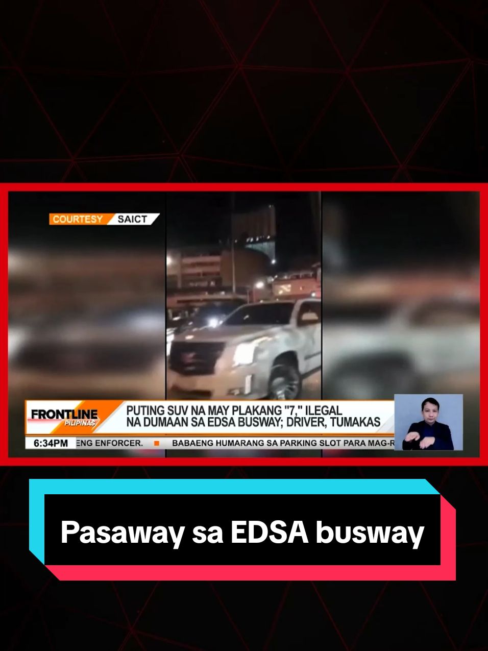 Isang SUV na may plakang '7' o pangsenador ang pumasok sa EDSA busway. Nagmatigas pa ang driver at muntik pang nanagasa ng enforcer bago tumakas. #News5 #FrontlinePilipinas #NewsPH #BreakingNewsPH 