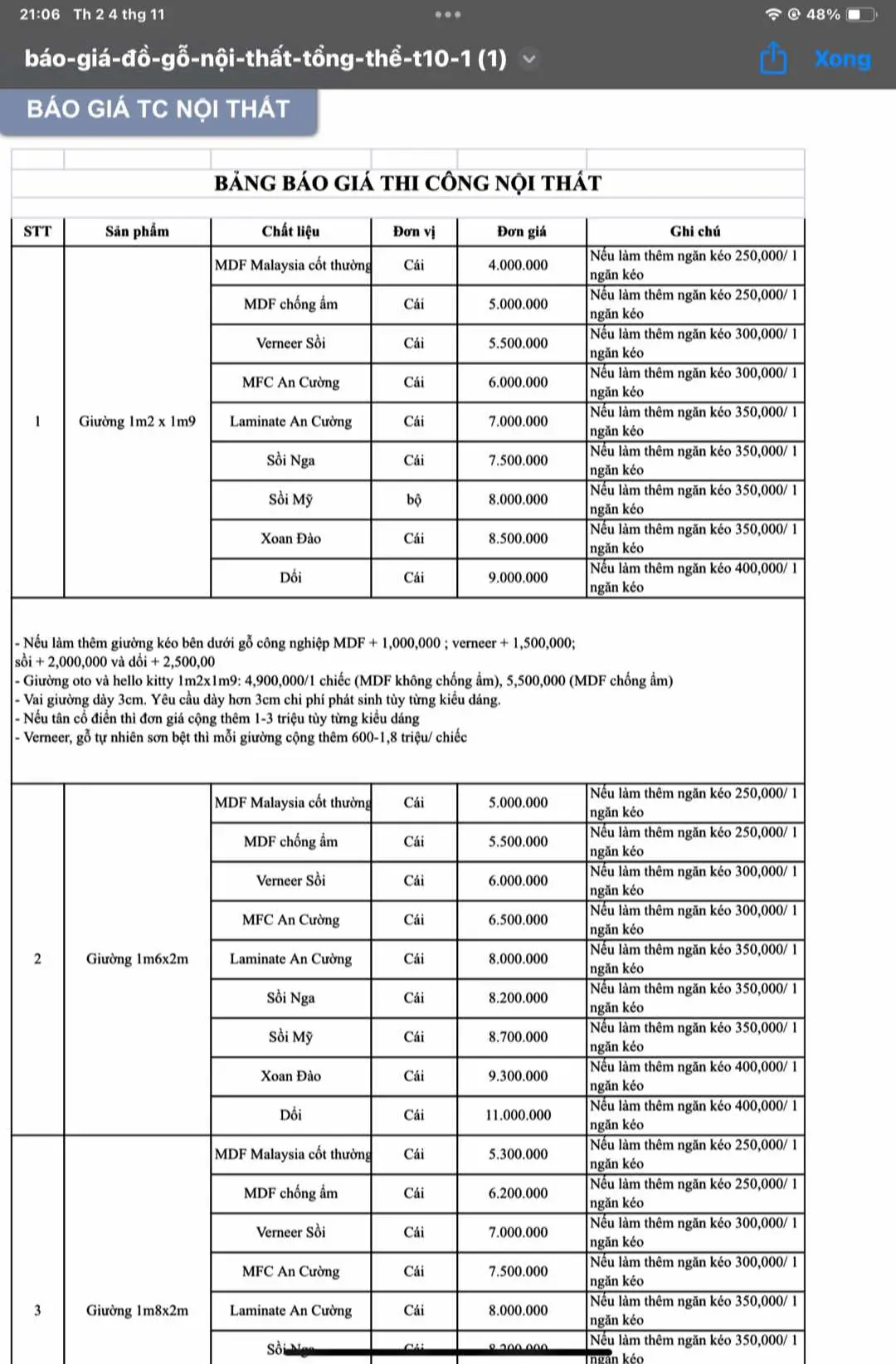 Các bạn tham khảo báo giá vày quy cách báo giá nhé! Bạn nào mớ vào nghề cs thể tham khảo để tính theo, khách hàng cũng tự hiểu đơn giản được cách tính trong nhà mình nhé!#noithat #thicongnoithat #thicongtrongoi #baogianoithat #tubep #baogianoithattrongoi 