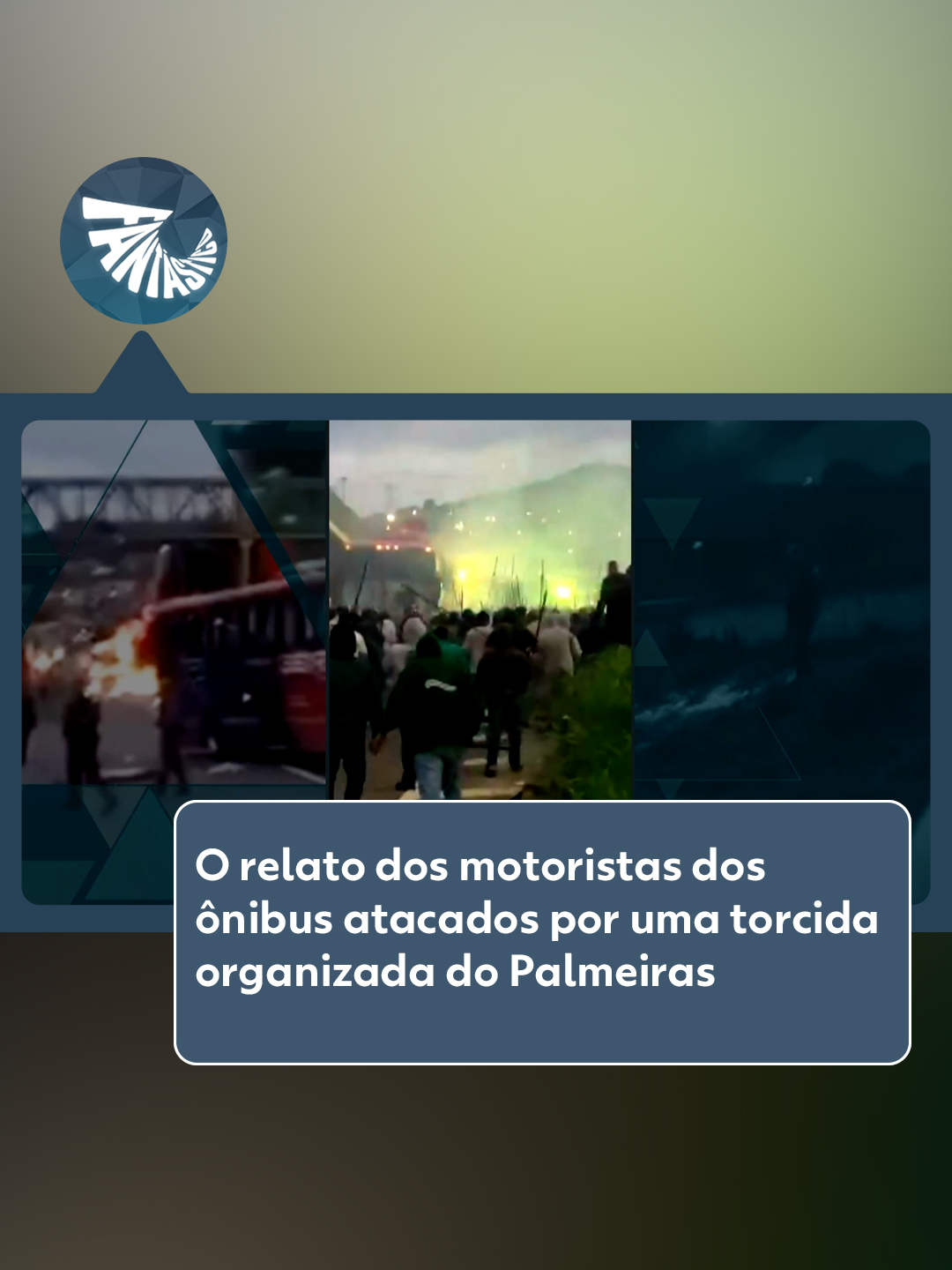 Relatos - O Fantástico deste domingo (5) mostra como a torcida organizada palmeirense Mancha Alviverde planejou o ataque à Máfia Azul, de torcedores do Cruzeiro. A emboscada ocorreu há uma semana na Rodovia Fernão Dias, rodovia que liga São Paulo a Belo Horizonte. José Victor Miranda, torcedor do Cruzeiro, foi morto. Outros 17 ficaram feridos. Oito palmeirenses tiveram a prisão decretada, entre eles o presidente da Mancha, Jorge Luiz Sampaio Santos. Um deles foi preso. A reportagem do Fantástico traz detalhes da investigação e os relatos de dois motoristas de ônibus que não tinham nada a ver com a rixa das torcidas e viveram momentos de terror na Via Dutra, rodovia que liga São Paulo e Rio de Janeiro, há uma semana. Veja mais em #g1. #torcidaorganizada #polícia #investigação #tiktoknotícias