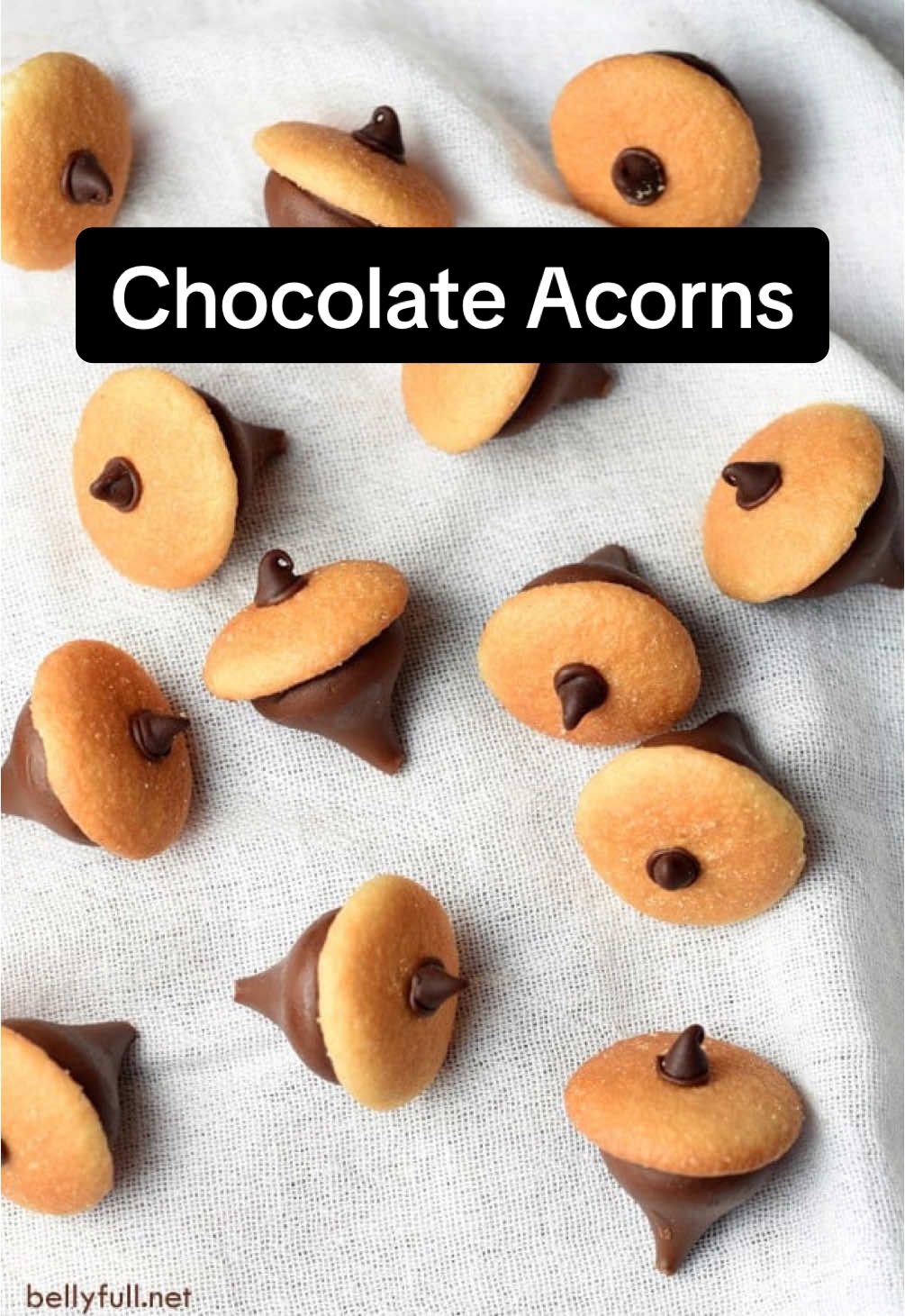 Chocolate Acorns are such a fun and easy no-bake treat for Fall and Thanksgiving! #chocolatetreats #nobakedessert #thanksgivingrecipes #EasyRecipes 