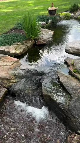 Dreamy backyard pond with waterfalls By aquascapepondshop #koi #nishikigoi #japanese #carp #beautiful #pond #waterfeature #naturalpond #sekaikoi #sekaipond #sekaikoihunting #fyp #huntersekaikoi #waterpets