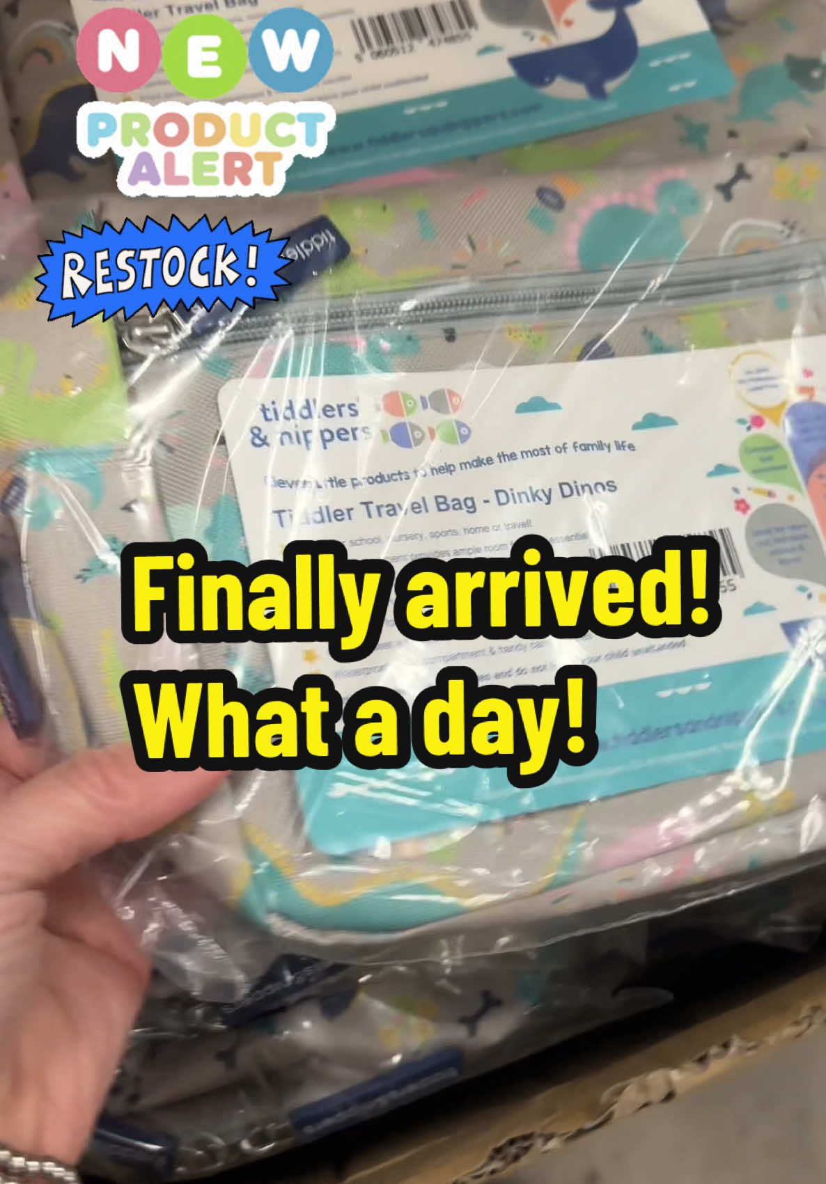 What a day they have only just arrived! New travel bags plus some restock! Hope you can join is tonight  #new #travelbag #launchnight #tiddlersandnippers #lunchbag #bootbag #newproduct #wellies #fyp #viralvideos 