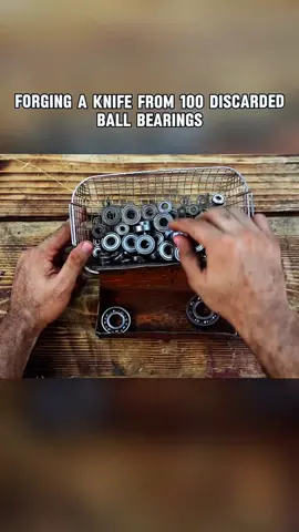Gorging a knife from 100 discarded ball bearings #knife #DIY #forgingknives #fyp 