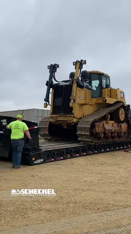 CAT D10T loading for transport on two trucks. This is 1 of 2 D10T’s headed out on multi-month rent to Wisconsin. #heavyequipment #dozer #caterpillarequipment #heavyhaul #bulldozer #equipmentrental #d10t 