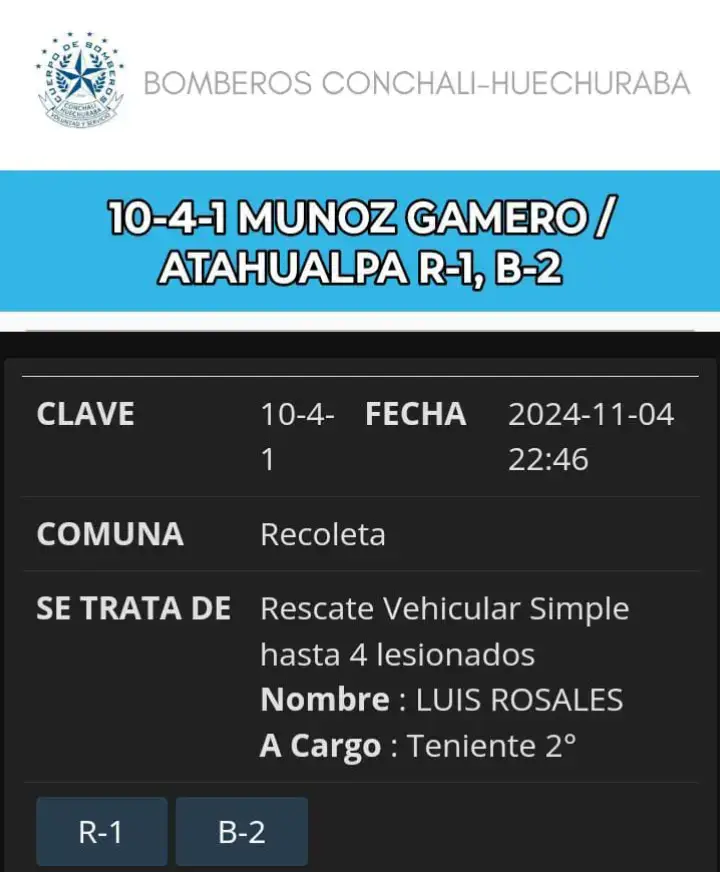 Reportan Accidente vehicular en Recoleta.. Sería colisión de 2 vehículos, uno de ellos volcado.