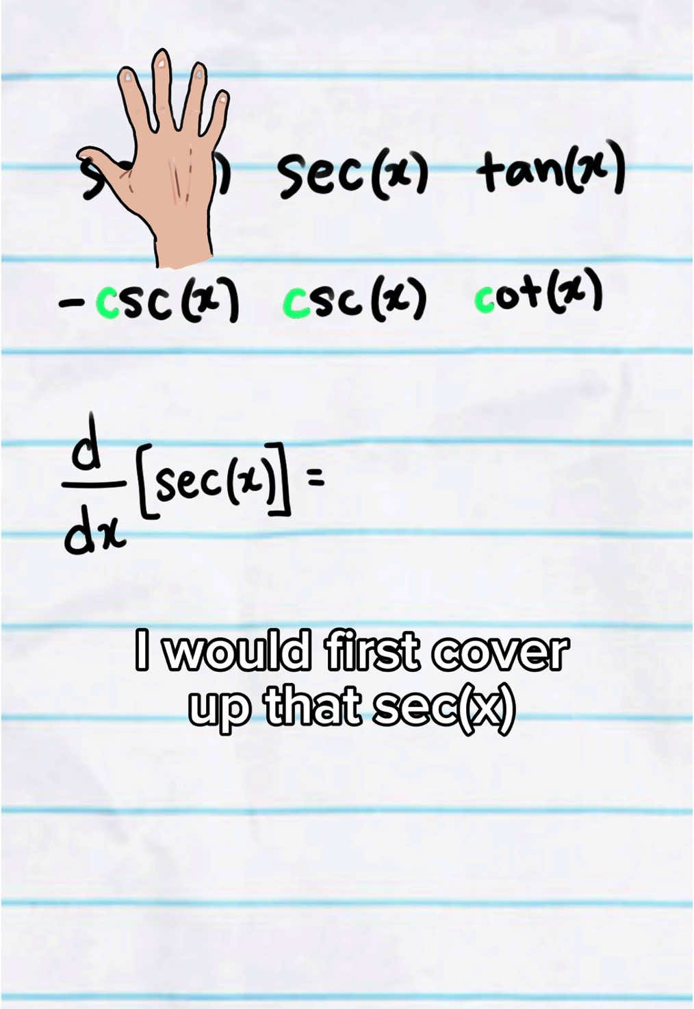 How to Memorize Trig Derivatives in under a minute! #calculus #trigonometry #math #derivatives #school #LifeHack #studyhacks 