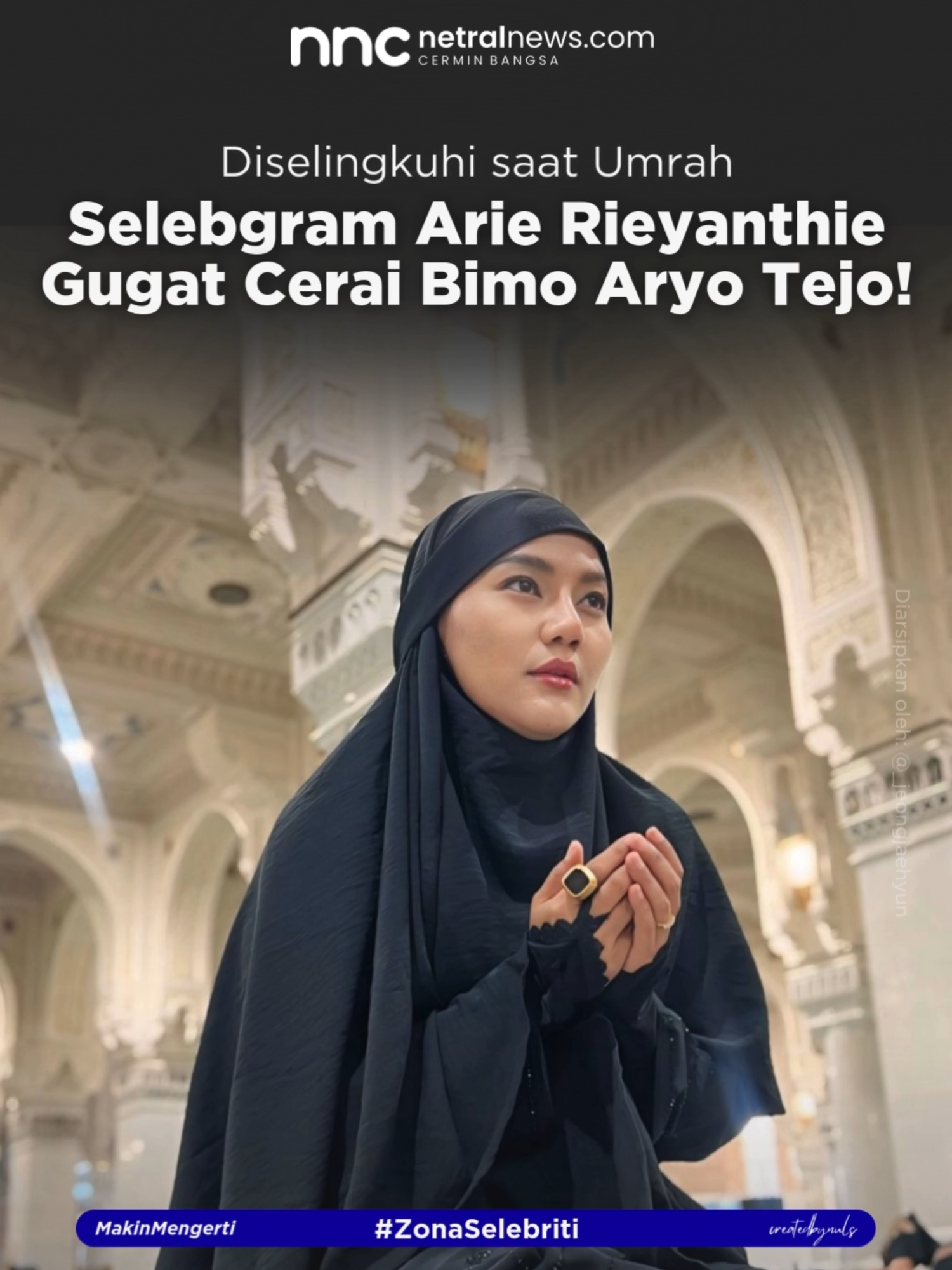 Hi, N-Peeps! Selebriti Instagram (Selebgram) Arie Rieyanthie gugat cerai suaminya, Bimo Aryo Tejo. Suaminya diketahui berselingkuh dengan seorang wanita bernama Maela Asila hingga bercinta di kamar utama di rumah, saat ditinggal ibadah Umrah. Arie sampaikan ucapan syukur, karena dirinya sudah memasukkan gugatan cerai ke Pengadilan Agama Tiga Raksa. Dia memohon doa agar prosesnya berjalan cepat dan Allah memberikan kemudahan. “Gak usah ba bi bu Gak usah banyak bac*t,” tulis Arie geram, dikutip dari unggahan Instagramnya, Selasa (5/11/2024). Arie merasa geram, ada publik yang menilai bahwa dirinya dan Bimo akan saling balikan, apabila sudah banyak mendapatkan endorse yang menghadirkan pundi-pundi rupiah. Arie tegaskan, dia adalah perempuan yang berprinsip. Maka dari itu Arie memohon doa agar gugatannya cepat dikabulkan oleh hakim. Pasalnya, ada orang PA yang memberi pesan padanya, ada kemungkinan ditolak karena belum genap 6 bulan pisah ranjang. #arierieyanthie #bimoaryo #selebgram #perselingkuhan #selingkuh #viral #viralindonesia #nnc #makinmengerti #beritaterkini