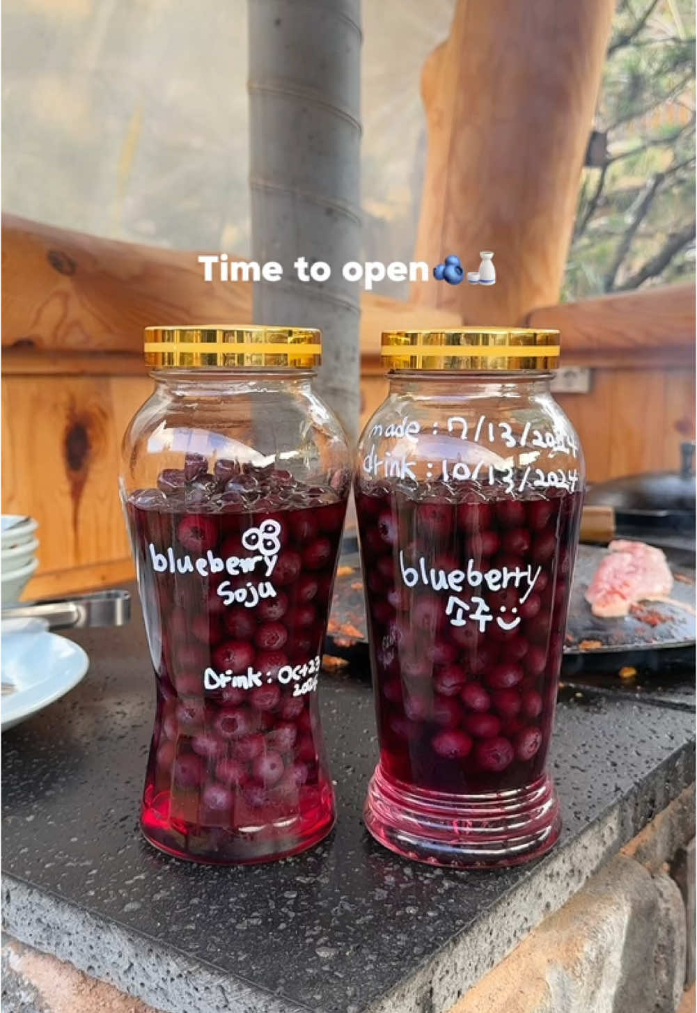 블루베리 소주 담근지 115일만에🤍🫐🍶 #촌캉스 #blueberrysoju #villagecooking 