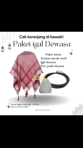 Igal sorban/pengikat sorban di kepala/igal sorban arab/igal dewasa/igal anak/igal newborn #sorban #muslim #segi 