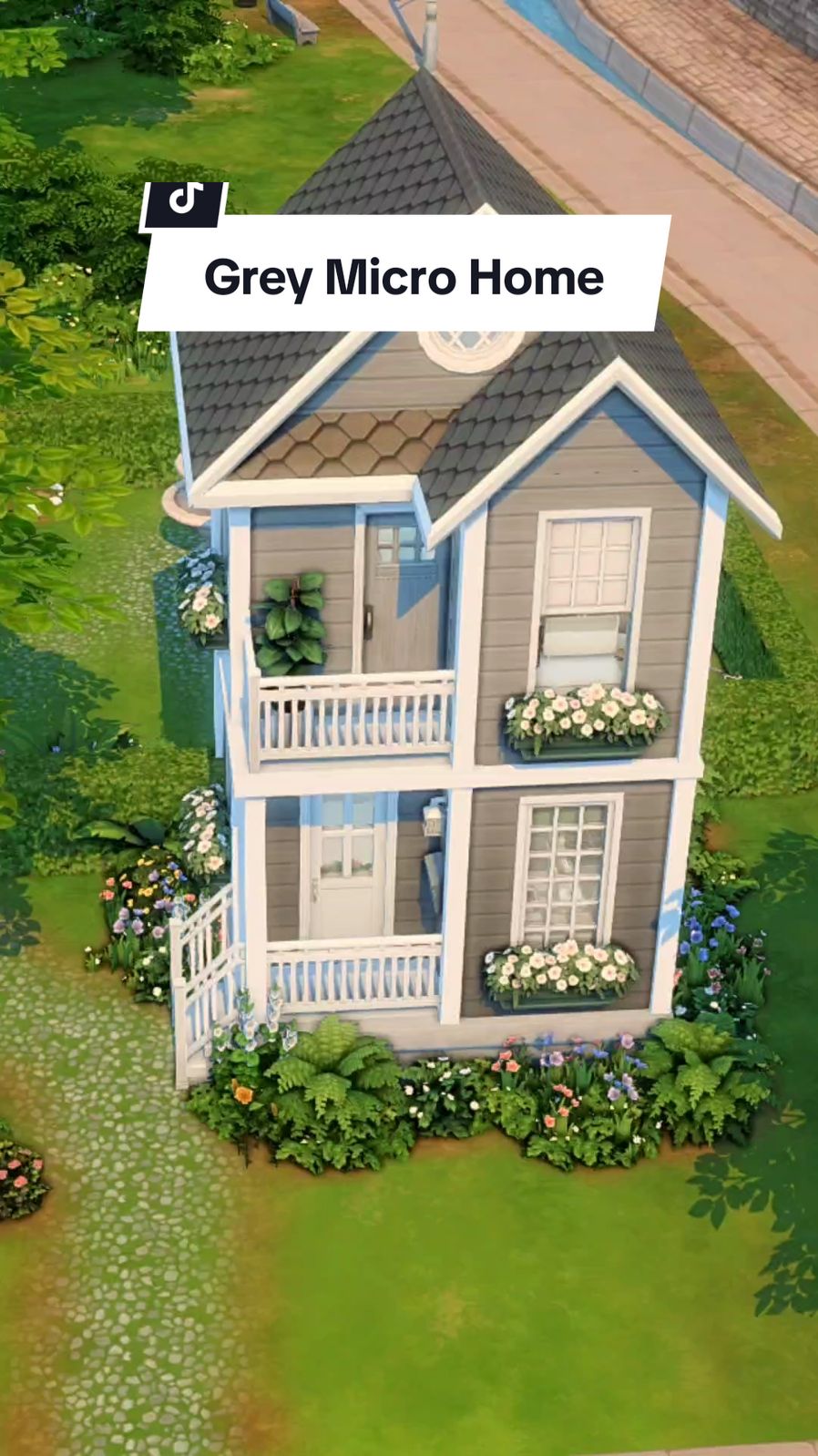 Grey Micro Home - The Sims 4 Asmr build  #sims4build #sims4 #thesims4  #simstok #sims4house #simtok #microhome #asmr #sims #simstips 