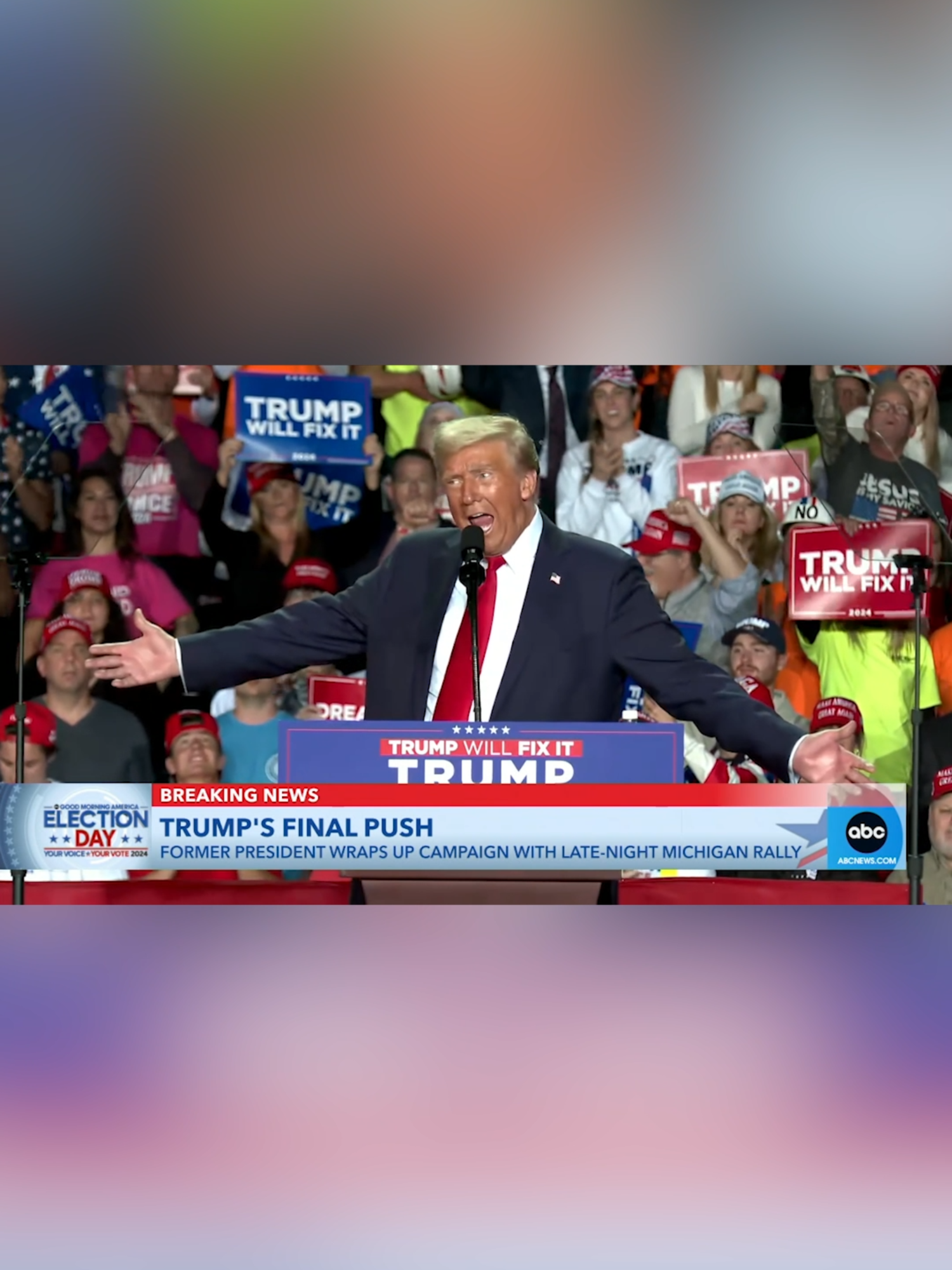 Former Pres. Trump held his final campaign rally of his two-year-long campaign for president, urging voters in battleground Michigan to get out and vote. @itsrachelscott reports. #news #politics #donaldtrump