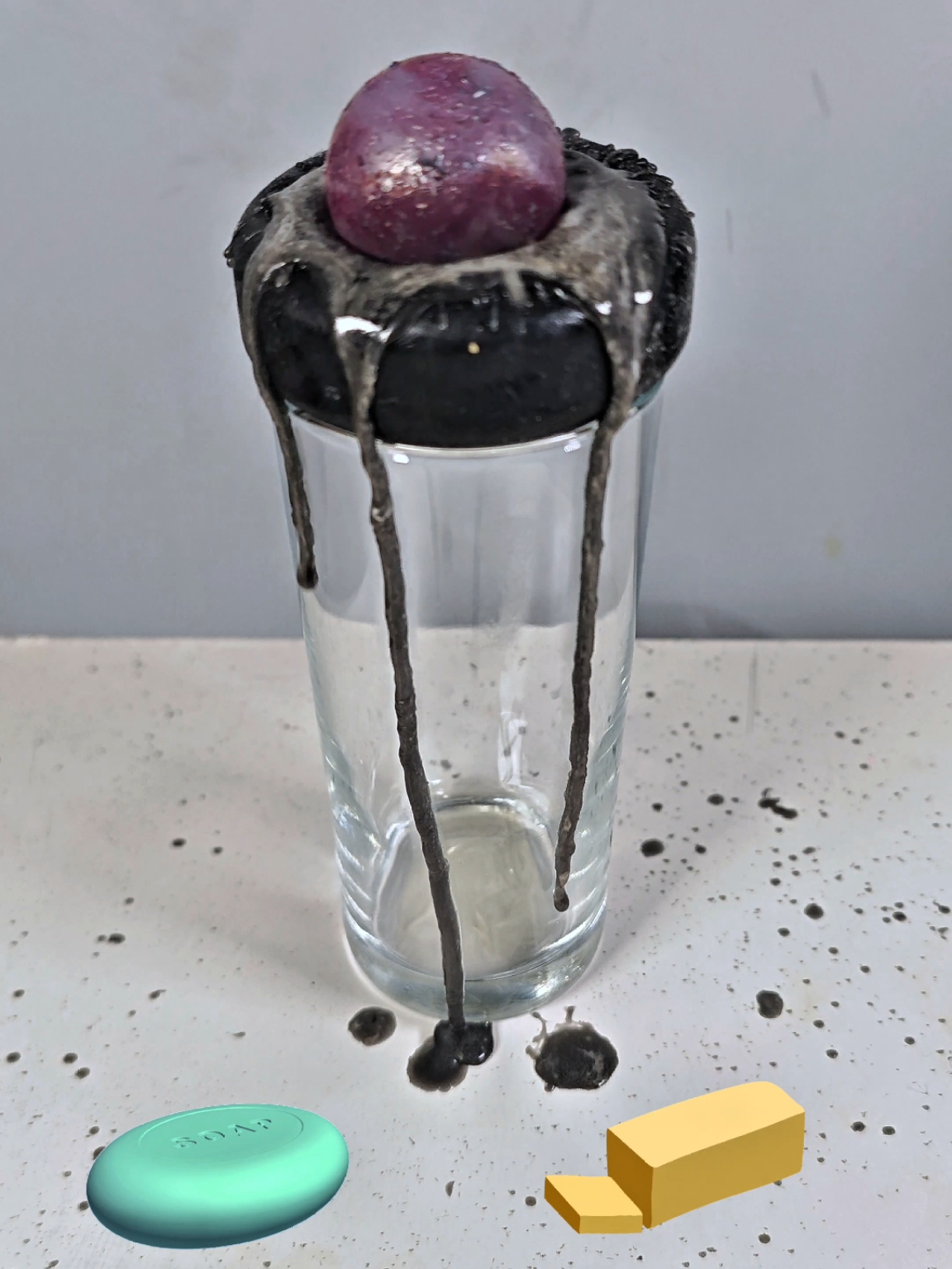 Will the hot ball be able to put holes in the soap and butter? #satisfying #asmr #experiment 