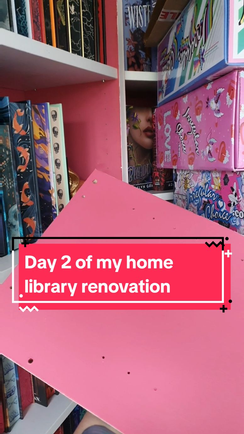 Replying to @book.dragon5 Day two has been busy but we're almost at the point where I can build at least one bookcase! I'm really glad that the paint is a good match so I don't need to start again 😅 #books #BookTok #booktoker #DIY #homedecor #homelibrary #homedesign 