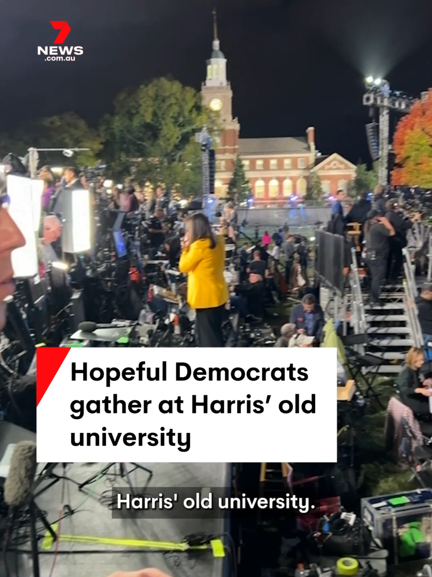 Democratic candidate Kamala Harris studied at Howard University in Washington DC during the 1980s and now thousands of people are expected to gather there, hoping the vice president will arrive amid some good news. #KamalaHarris #Democrat #Democraticparty #HowardUniversity #WashingtonDC #USelection #USelection2024 #voting #presidentialelection #USpolitics #7NEWS