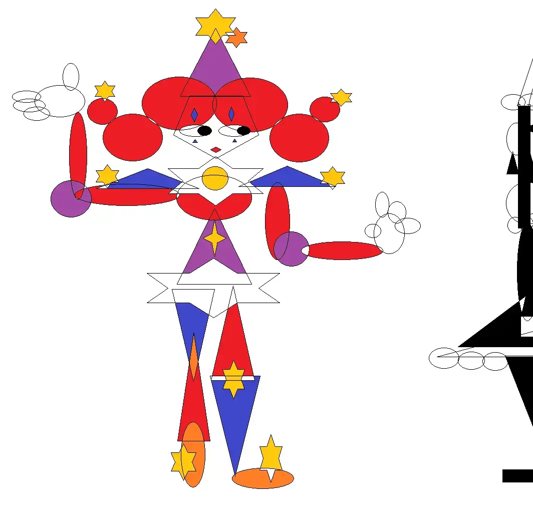 i made clown girls with just mspaint shapes