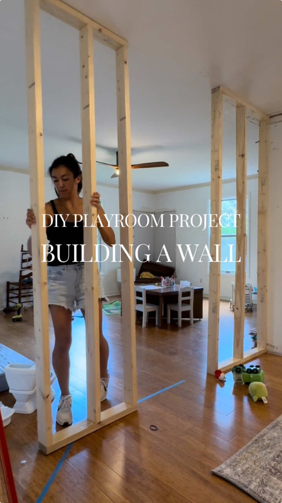 We’ve taken two walls down in this house.. time to put one up🤣  In the thick of making the playroom/media room into something SO much more functional (and pretty). Stay tuned for more! #diyproject #diyhomeimprovement #diyer #homedecor #homeimprovementprojects #design 