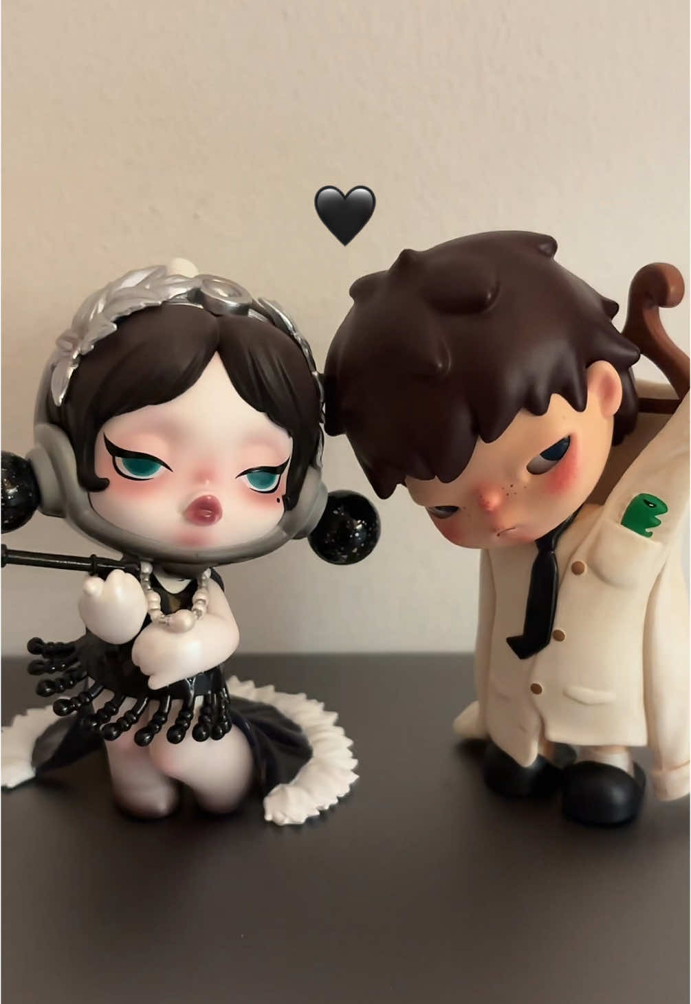 i love them so bad i think skullpanda and hirono are bf & gf okay!!! this is my version of barbie and ken  they’re from popmart’s spotlight 13th anniversary series <3 #hirono #skullpanda #popmart #blindboxtoys #fyp  