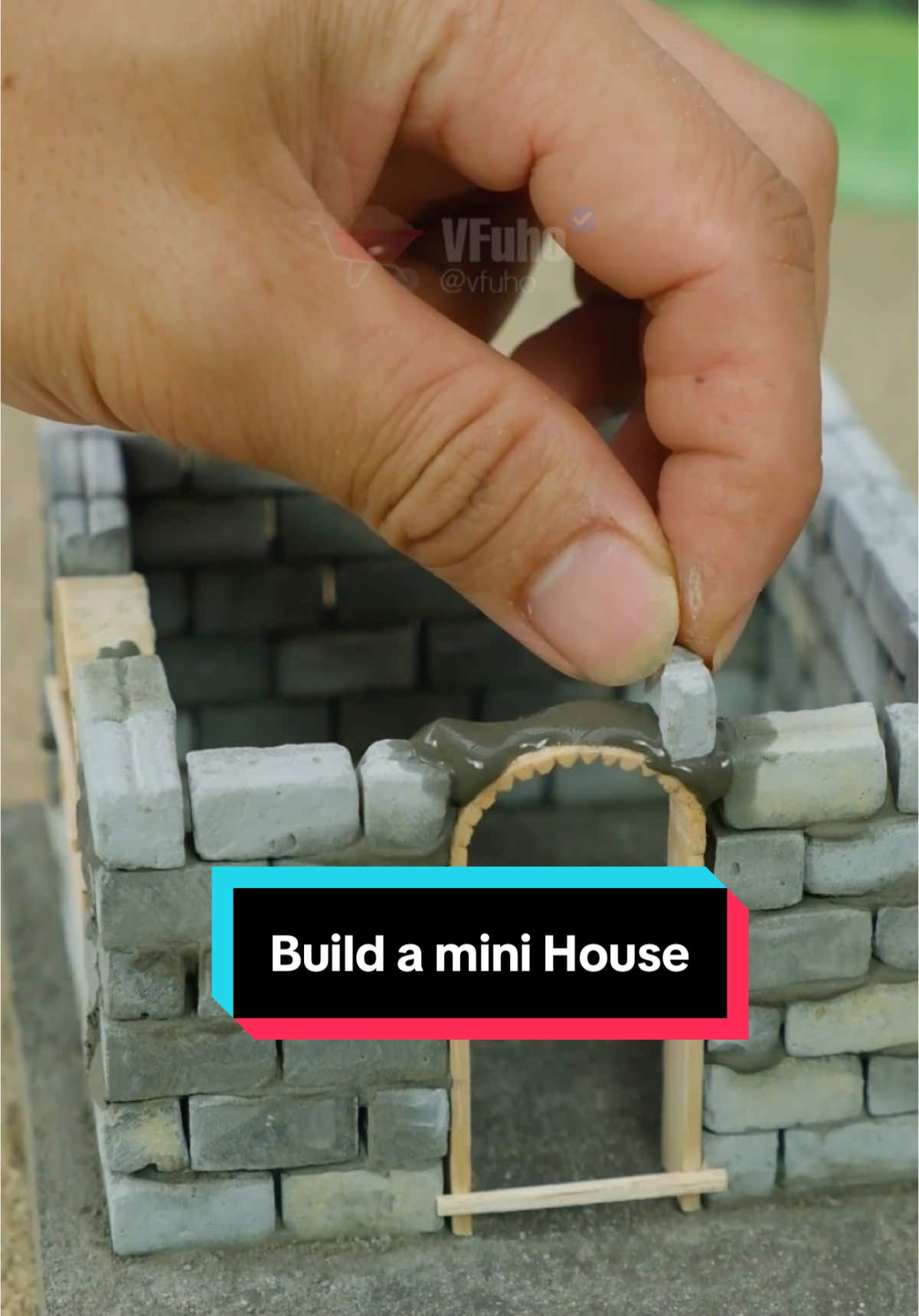 Construct a charming mini house using sturdy granite blocks #fyp #miniature #house #construction #vfuho 